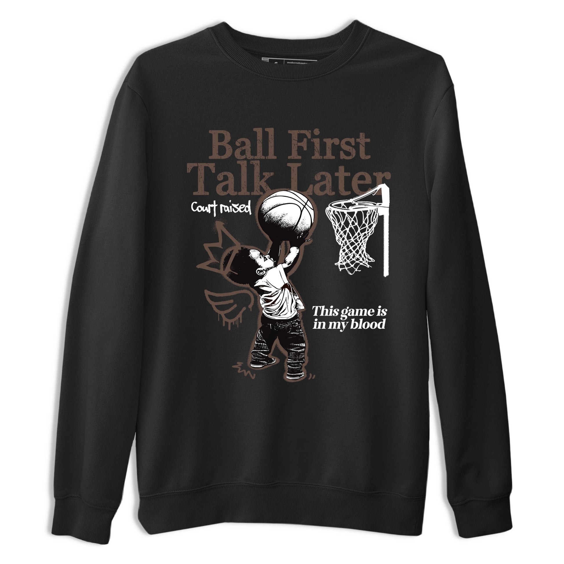 Sneaker match tees – Sneaker Tees To Match Air Jordan 4 Cave Stone Shoes – Ball First Talk Later Tee Black 2