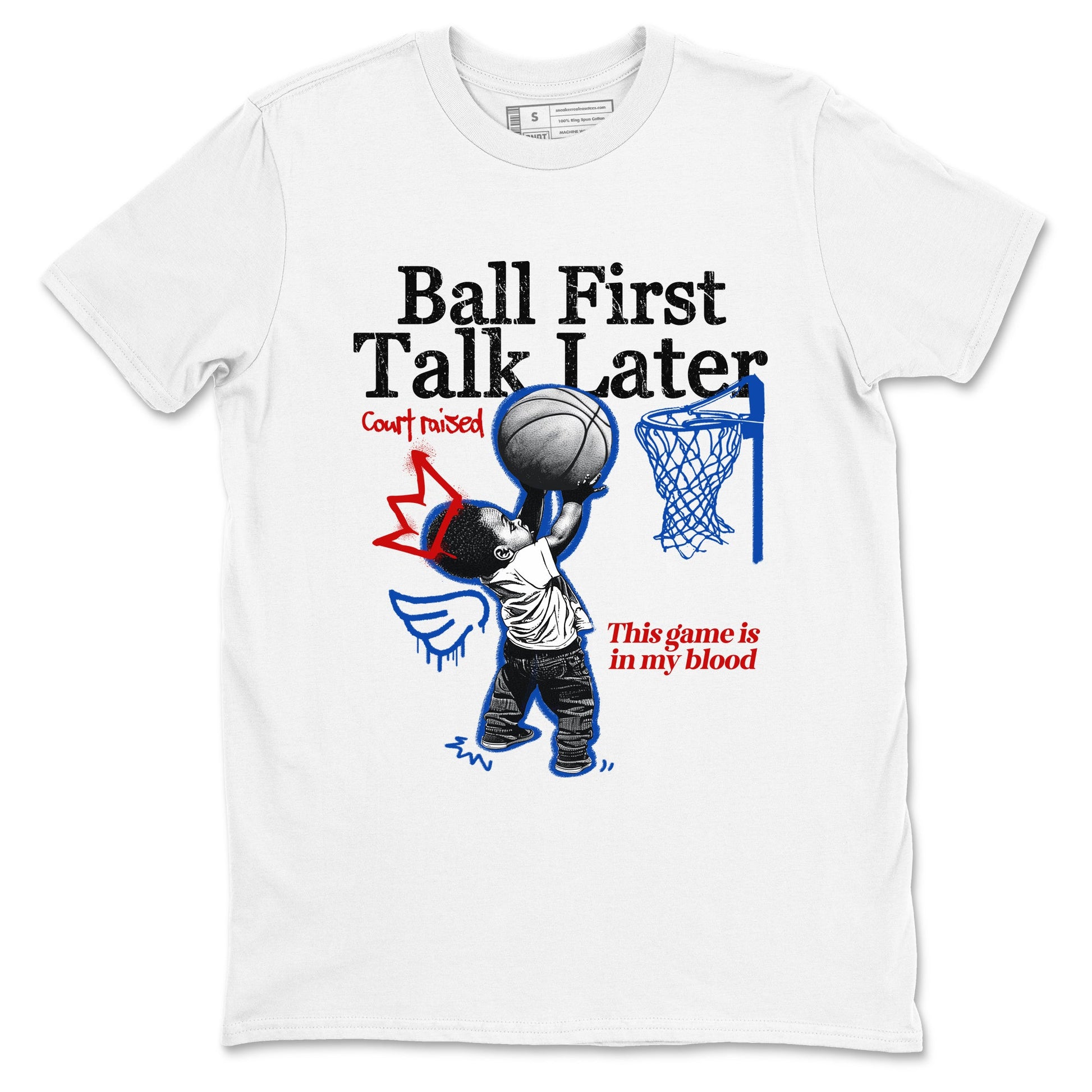 Sneaker match tees – Sneaker Tees To Match Jordan 4 Retro Rare Air Shoes – Ball First Talk Later Tee White 2