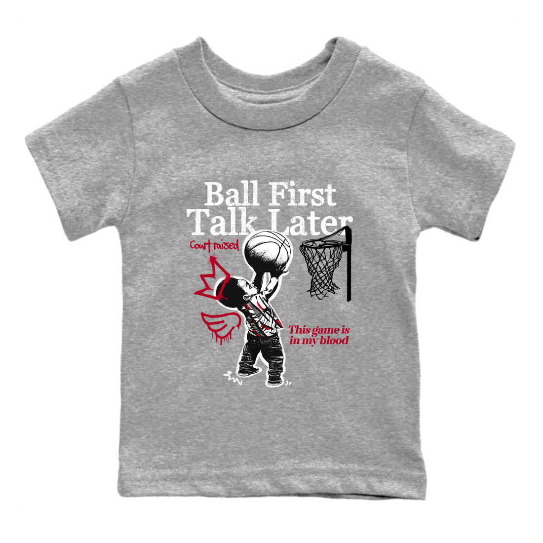 Sneaker Threads – Sneaker Tees To Match Air Jordan 8 Bunny – Ball First Talk Later Youth Graphic Tee Heather Grey 2. Perfect for Jordan releases 2025 colorways.