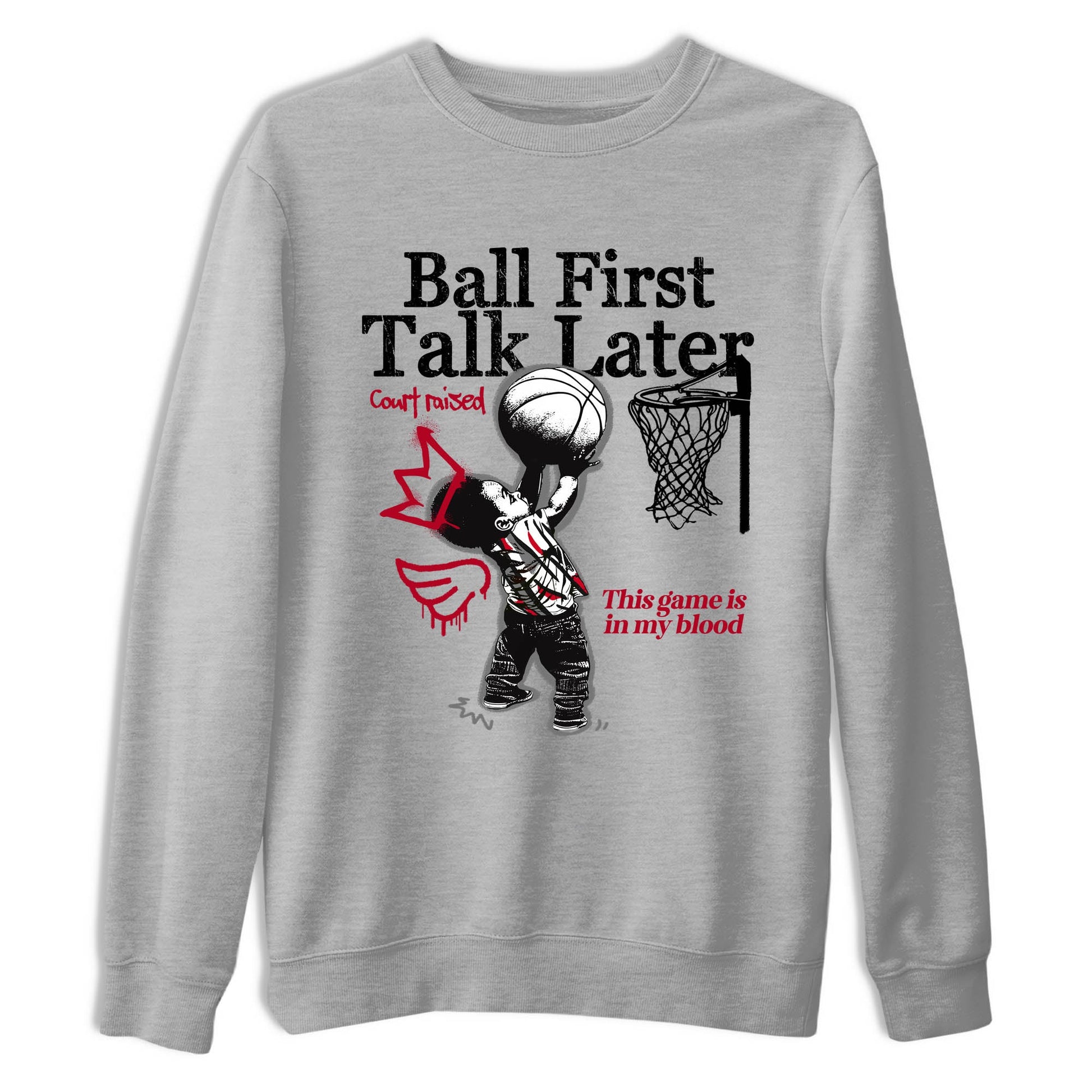 Sneaker Threads – Sneaker Tees To Match Air Jordan 8 Bunny – Ball First Talk Later Graphic Tee Heather Grey 2. Perfect for Jordan releases 2025 colorways.