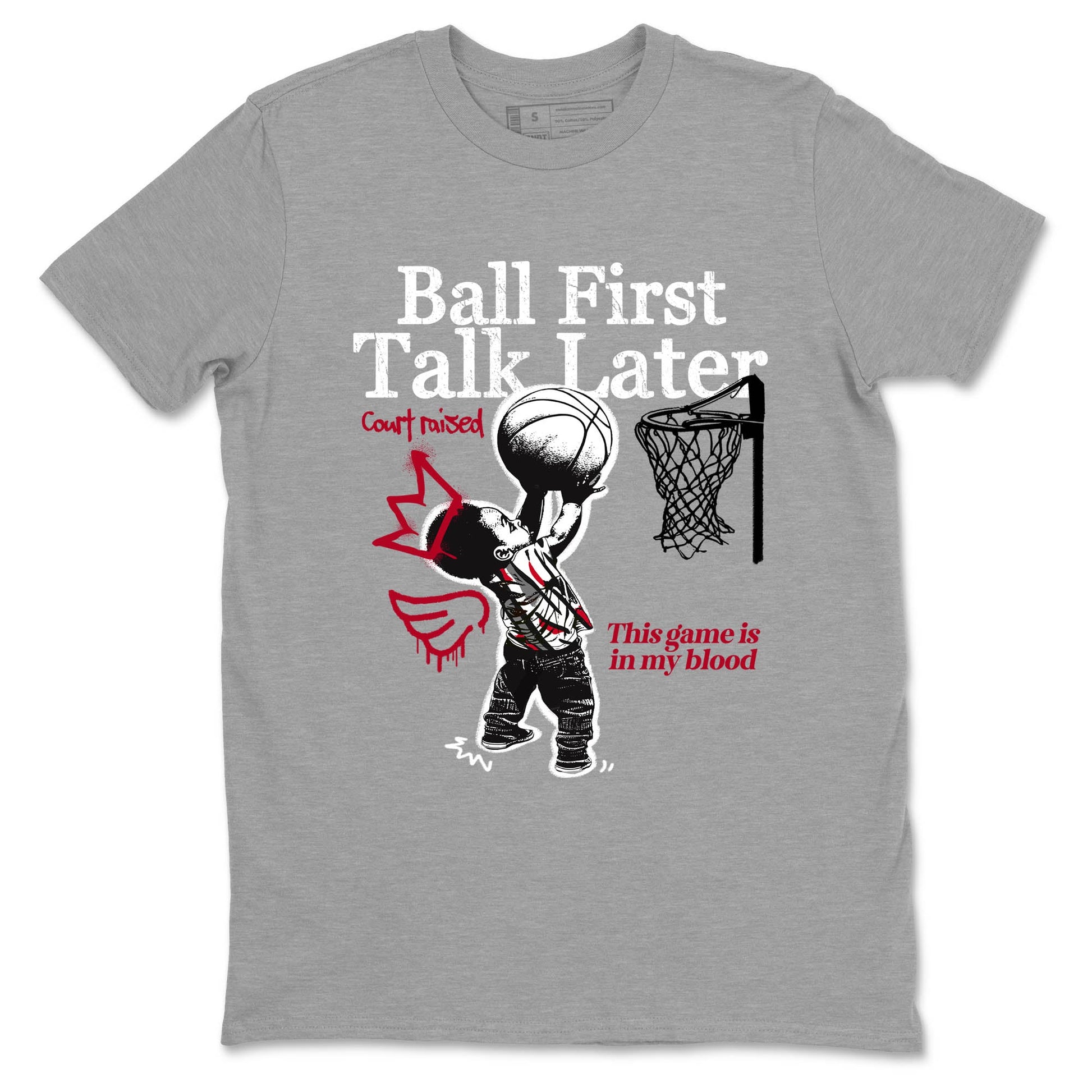 Sneaker Threads – Sneaker Tees To Match Air Jordan 8 Bunny – Ball First Talk Later Graphic Tee Heather Grey 2. Perfect for Jordan releases 2025 colorways.