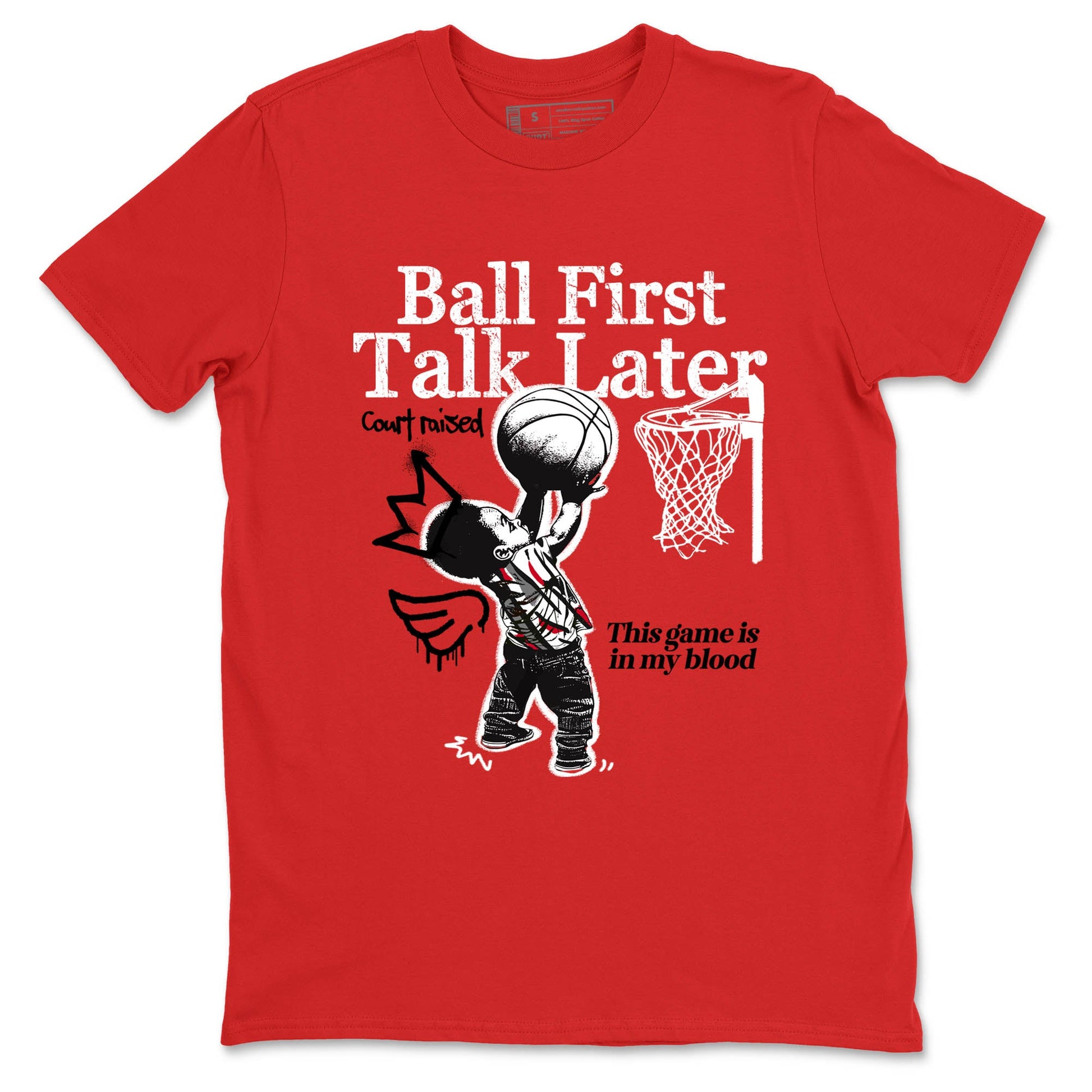 Sneaker Threads – Sneaker Tees To Match Air Jordan 8 Bunny – Ball First Talk Later Graphic Tee Red 2. Perfect for Jordan releases 2025 colorways.