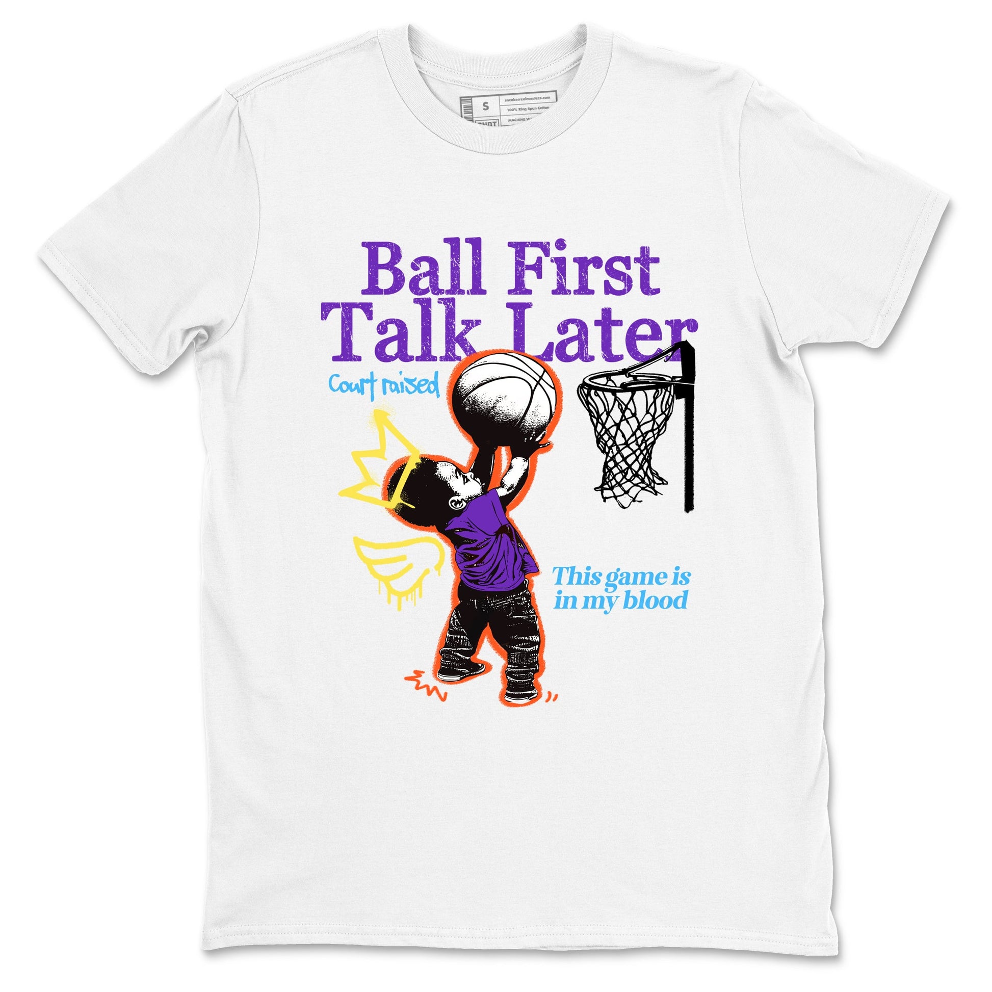 Sneaker Threads – Sneaker Tees To Match New Balance 9060 Prism Purple – Ball First Talk Later Graphic Tee White 2. Perfect for Jordan releases 2025 colorways.