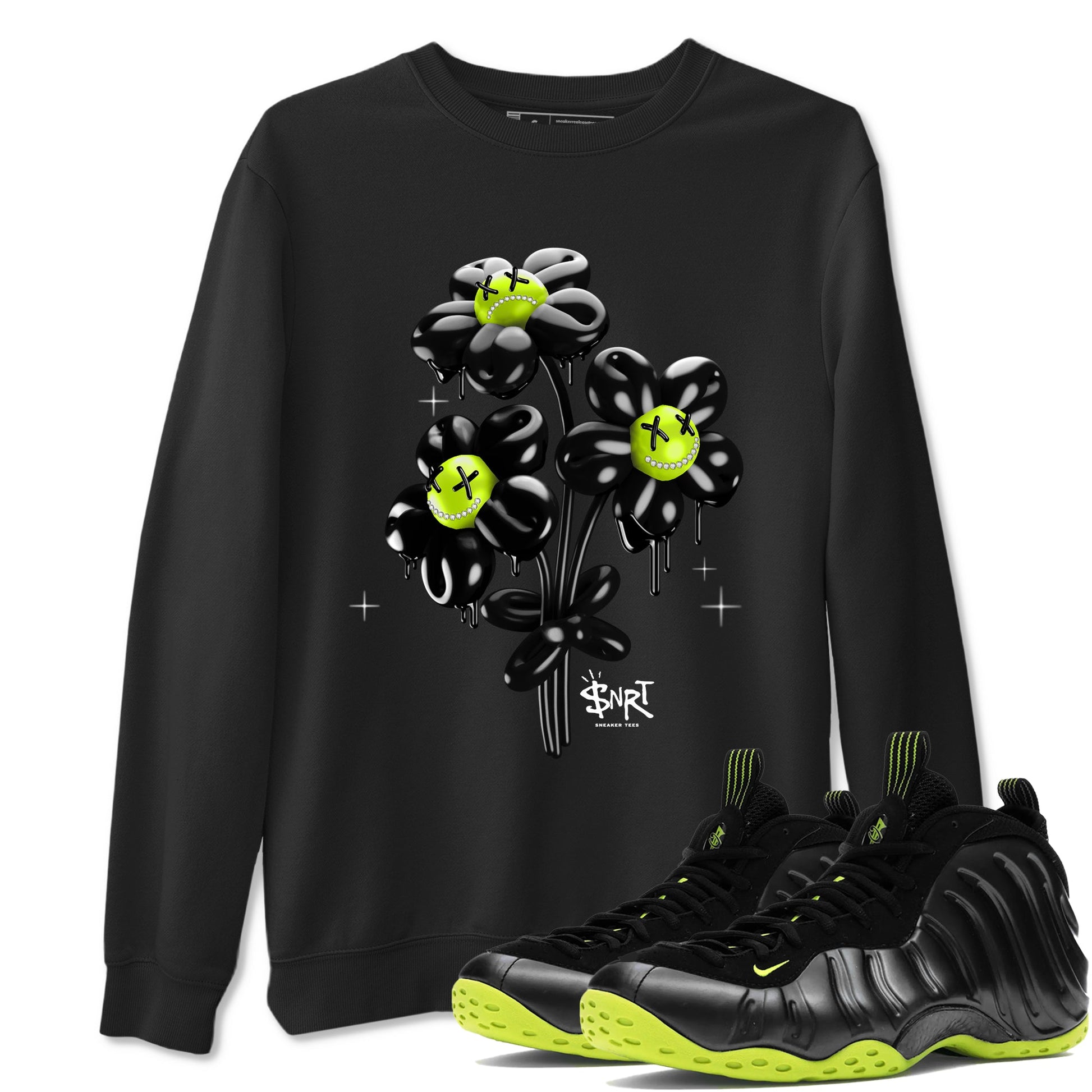 Foams One Black Volt shirts to match jordans Balloon Bouquet sneaker match tees Air Foamposite One Black and Volt match shoes to clothes SNRT Sneaker Tees unisex cotton Black 1 shirts