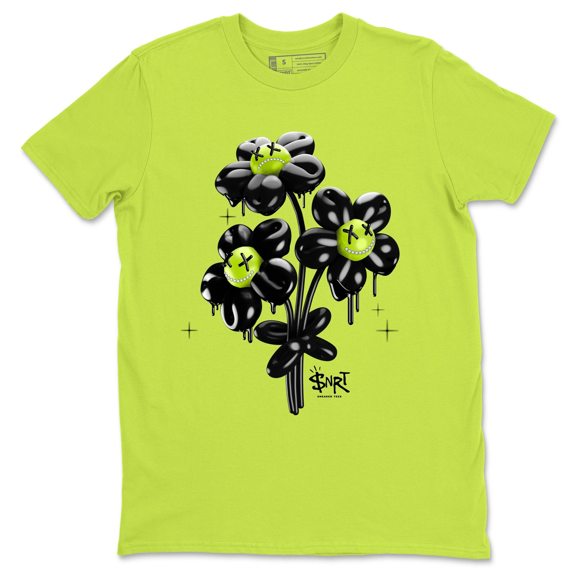 Foams One Black Volt shirts to match jordans Balloon Bouquet sneaker match tees Air Foamposite One Black and Volt match shoes to clothes SNRT Sneaker Tees unisex cotton Safety Green 2 shirts