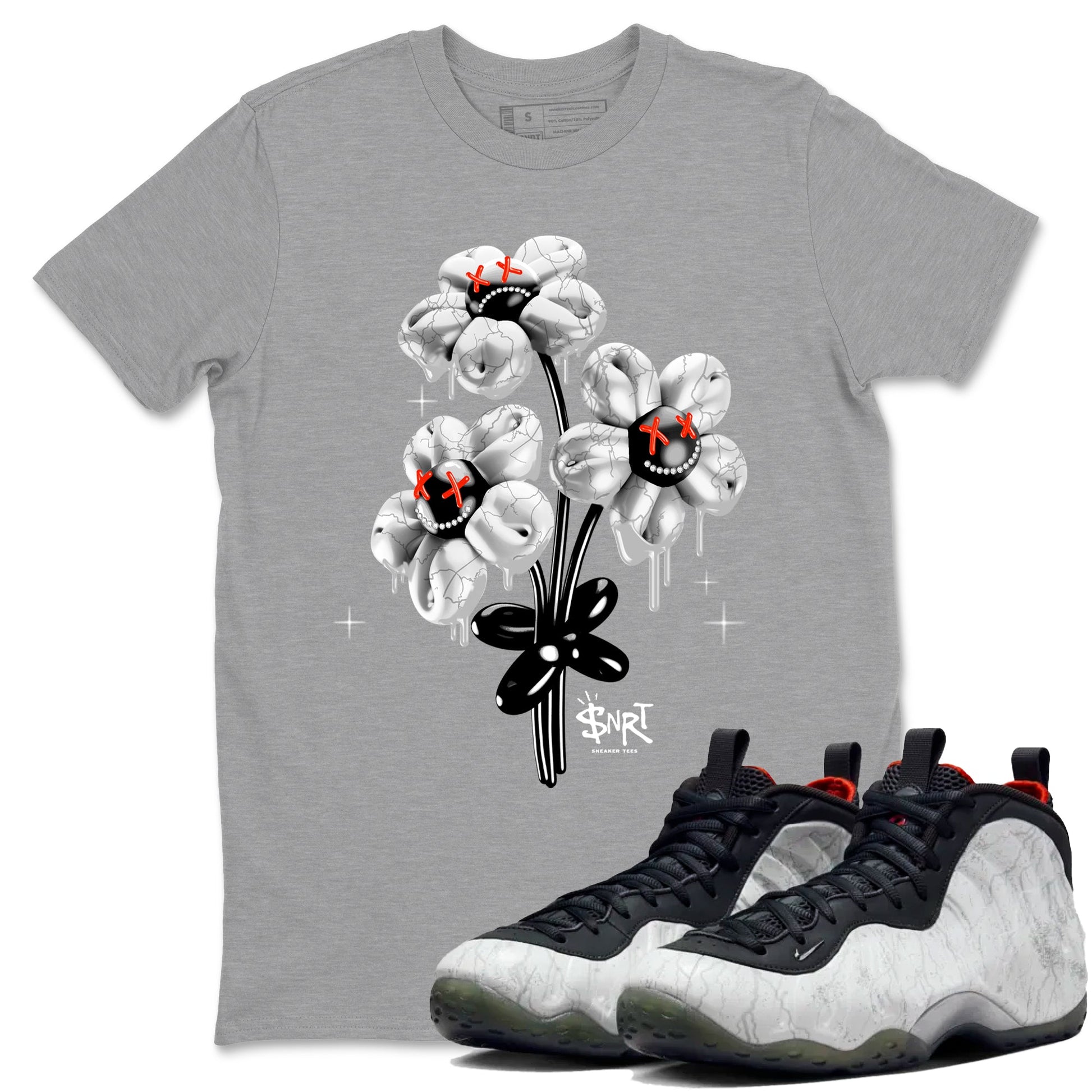 Foams One Jin shirts to match jordans Balloon Bouquet sneaker match tees Air Foamposite One Jin match shoes to clothes SNRT Sneaker Tees unisex cotton Heather Grey 1 shirts