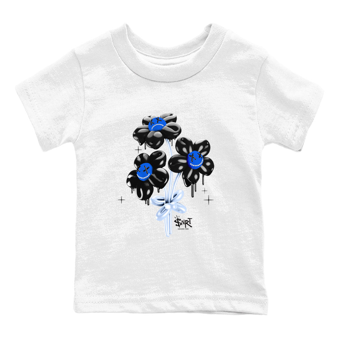 11s Black and Varsity Royal shirt to match jordans Balloon Bouquet sneaker tees AJ11 Black and Varsity Royal SNRT sneaker release tees baby toddler White 2 cotton Shirt