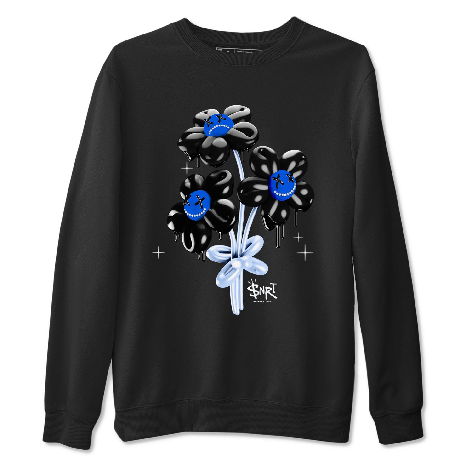 11s Black and Varsity Royal shirt to match jordans Balloon Bouquet sneaker tees AJ11 Black and Varsity Royal SNRT sneaker Release Tees unisex cotton Black 2 crew neck shirt