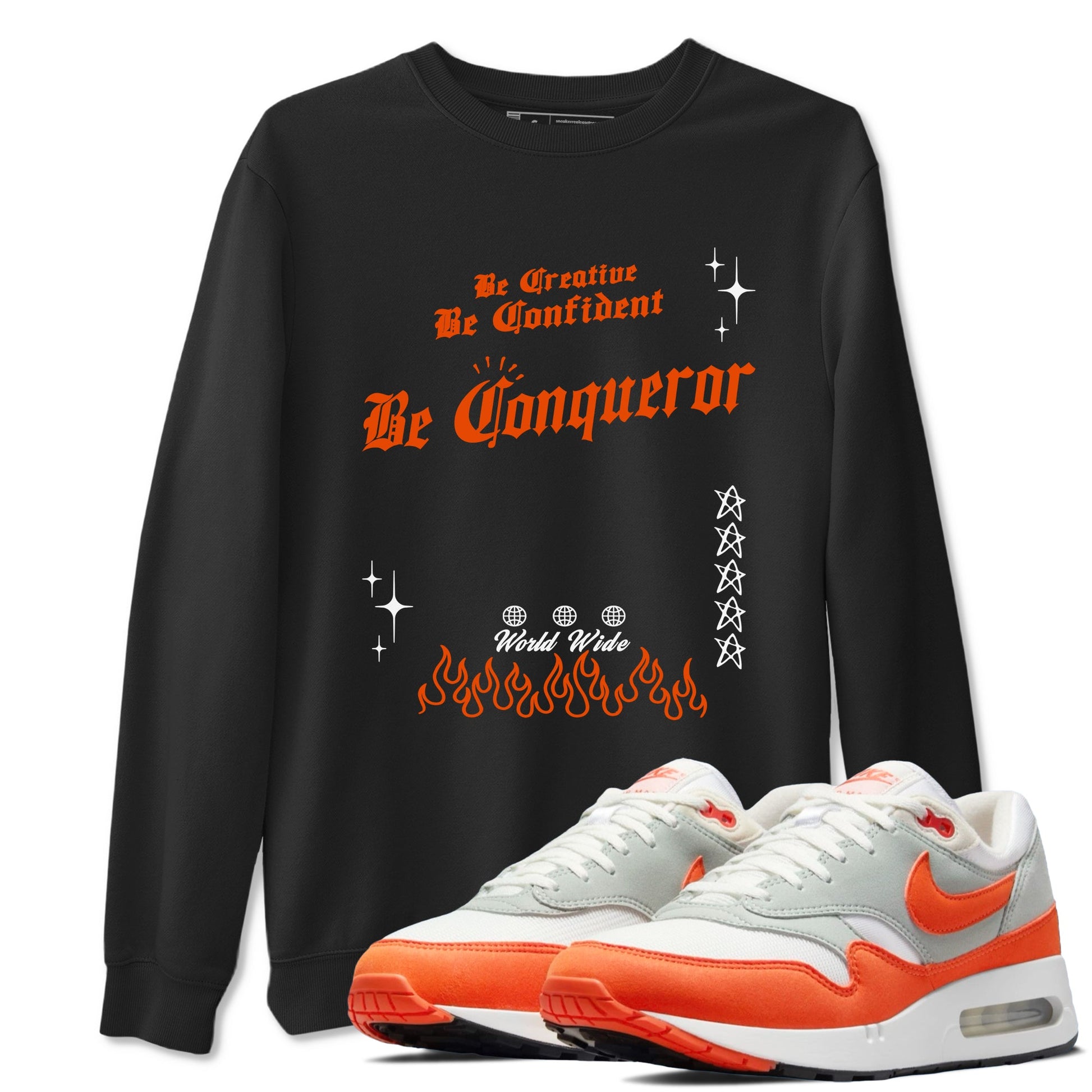 Air Max 1 OG '86 'Summit White and Cosmic Clay shirts to match jordans Be Conqueror sneaker match tees Air Max 1 Cosmic Clay match shoes to clothes SNRT Sneaker Tees unisex cotton Black 1 shirts