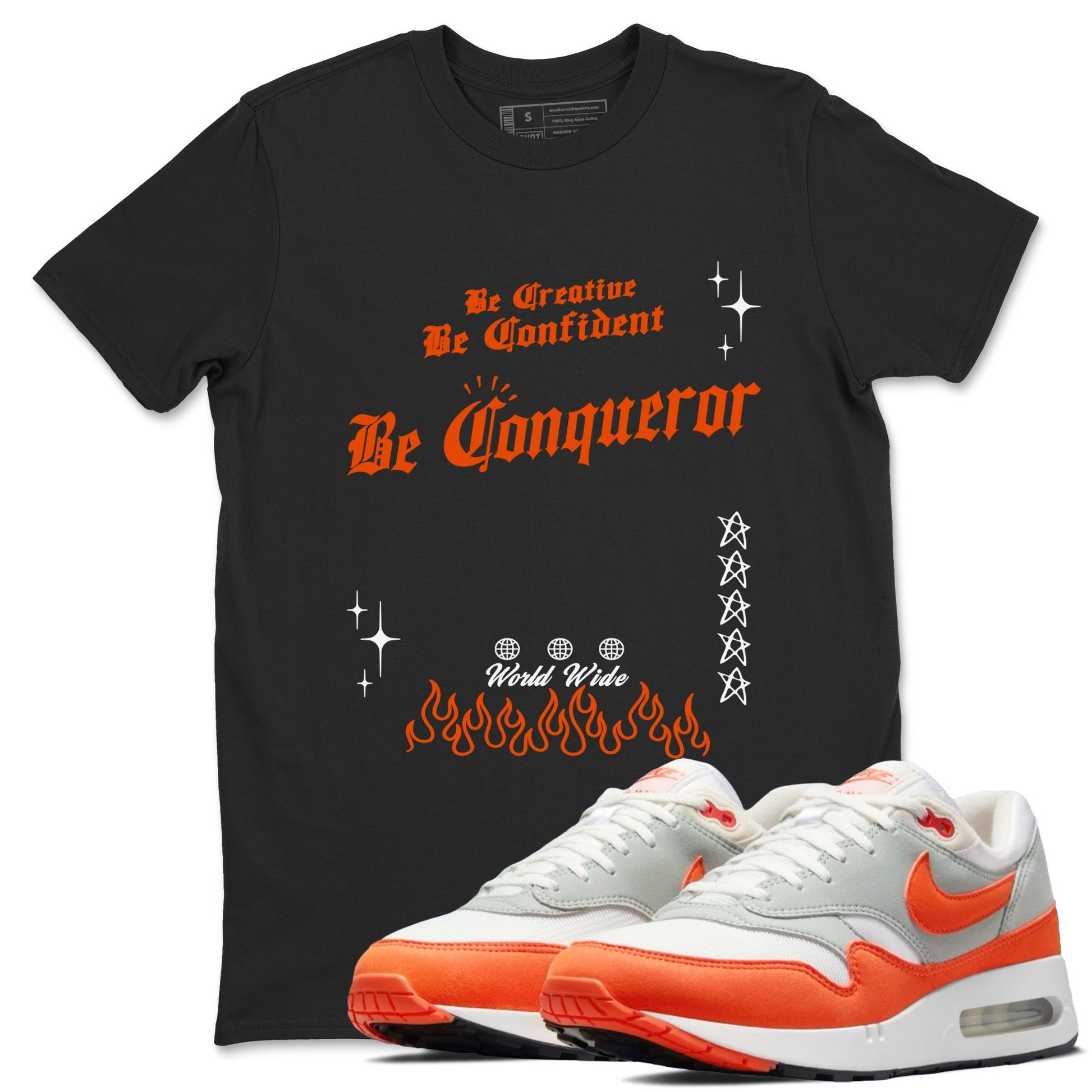 Air Max 1 OG '86 'Summit White and Cosmic Clay shirts to match jordans Be Conqueror sneaker match tees Air Max 1 Cosmic Clay match shoes to clothes SNRT Sneaker Tees unisex cotton Black 1 shirts