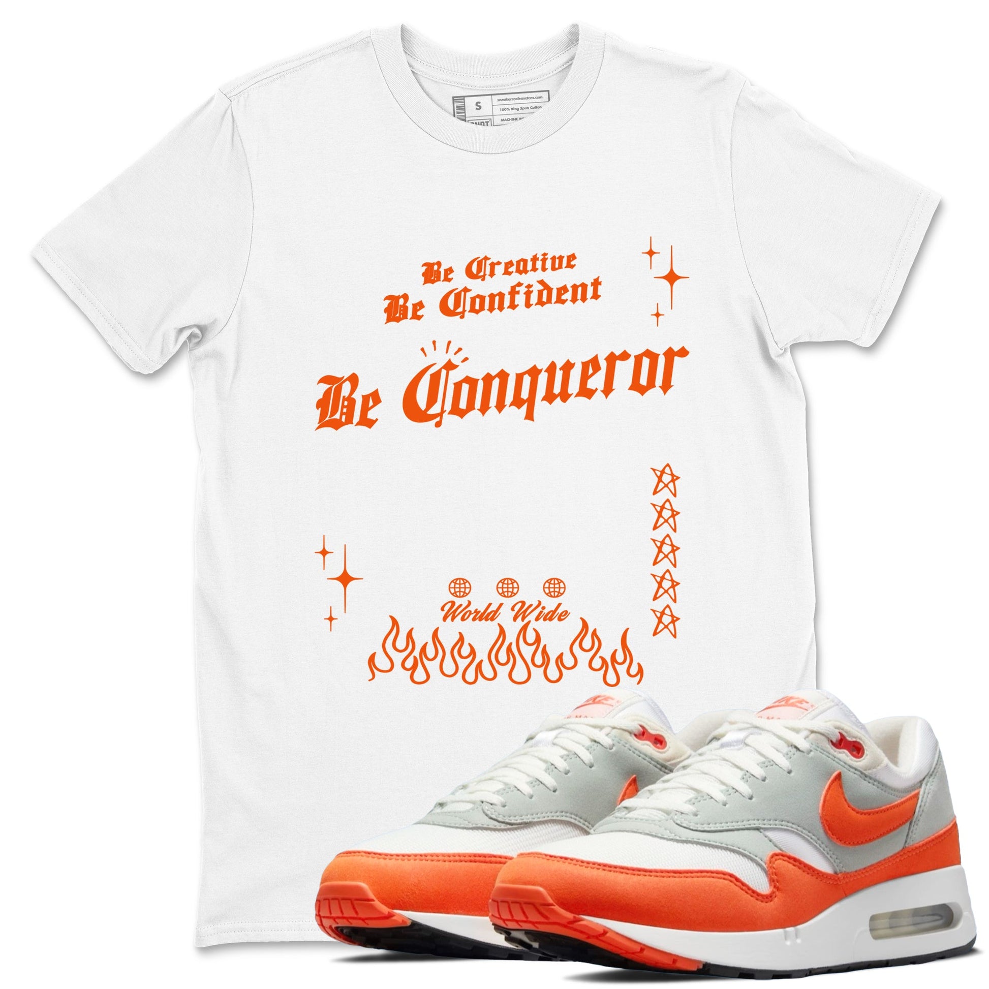 Air Max 1 OG '86 'Summit White and Cosmic Clay shirts to match jordans Be Conqueror sneaker match tees Air Max 1 Cosmic Clay match shoes to clothes SNRT Sneaker Tees unisex cotton White 1 shirts