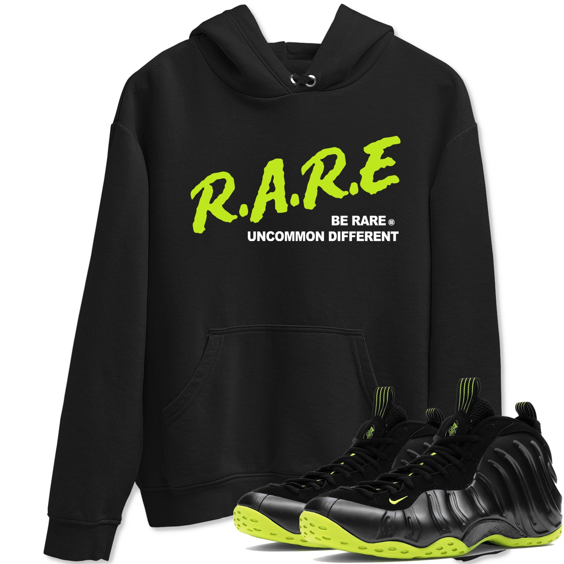 Foams One Black Volt shirts to match jordans Be Rare Uncommon Different sneaker match tees Air Foamposite One Black and Volt match shoes to clothes SNRT Sneaker Tees unisex cotton Black 1 shirts