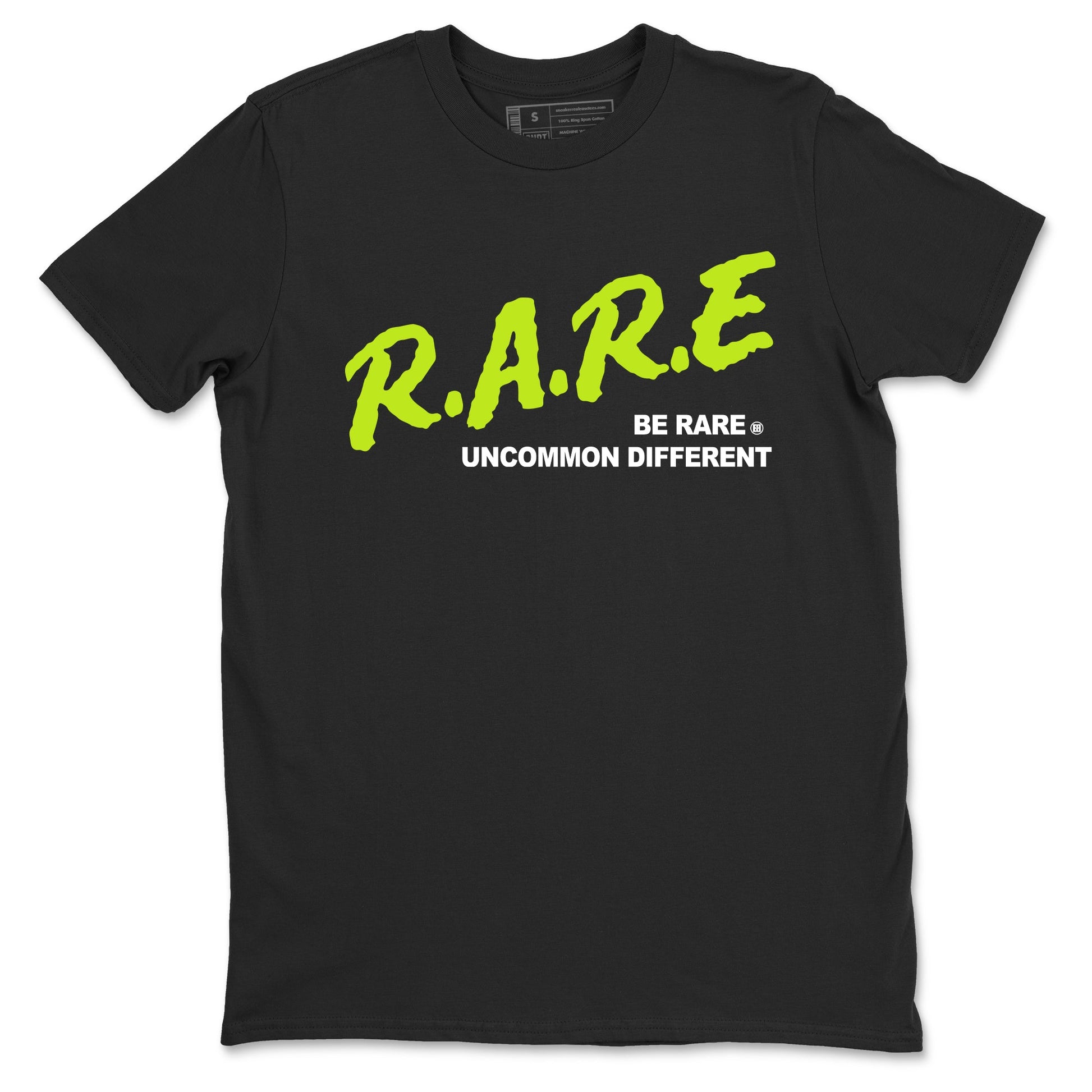 Foams One Black Volt shirts to match jordans Be Rare Uncommon Different sneaker match tees Air Foamposite One Black and Volt match shoes to clothes SNRT Sneaker Tees unisex cotton Black 2 shirts