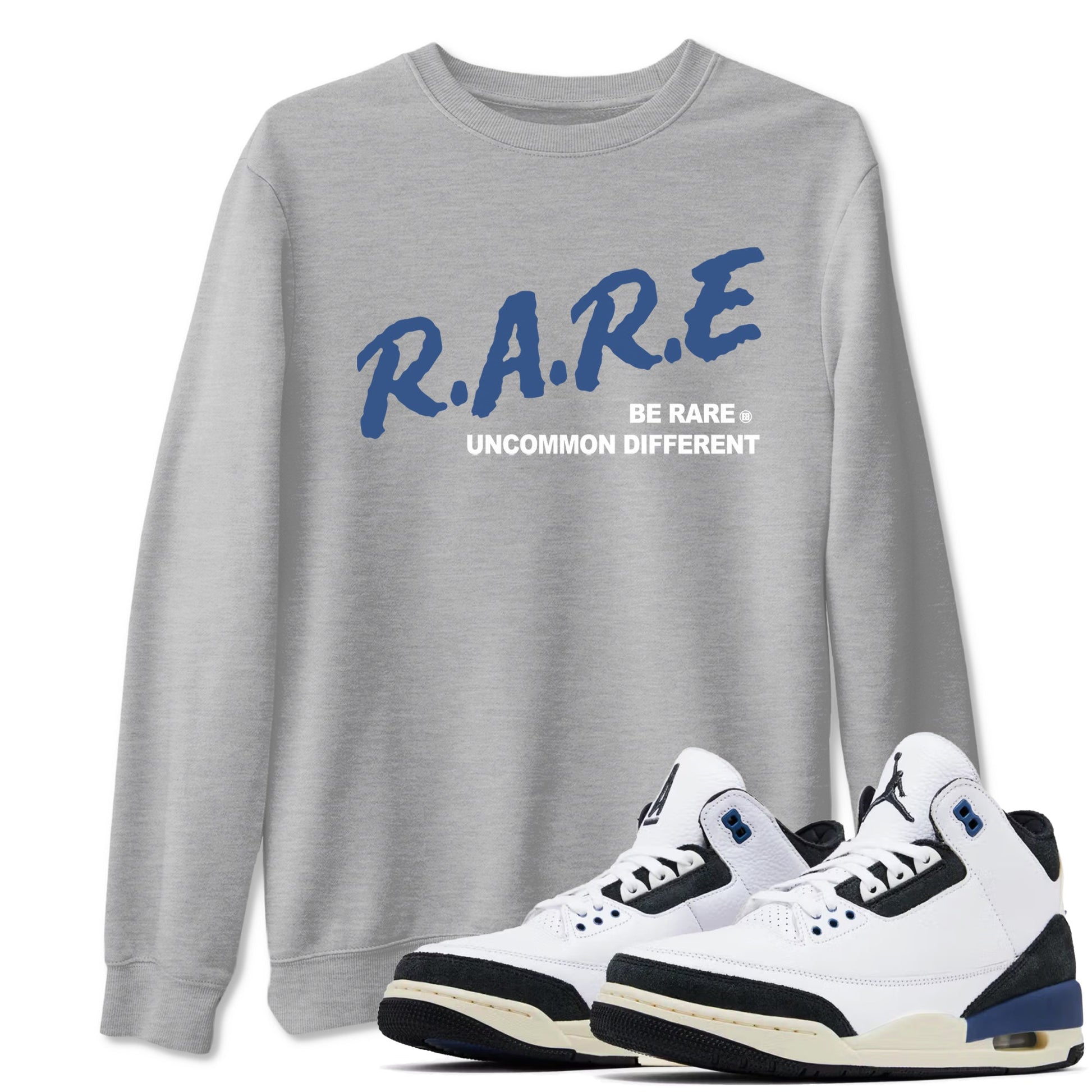 A Ma Maniere Air Jordan 3 Diffused Blue shirts to match jordans Be Rare Uncommon Different graphic tee Jordan 3 For The Love best t-shirts to wear with jordans SNRT Sneaker Tees unisex cotton Heather Grey 1 shirts
