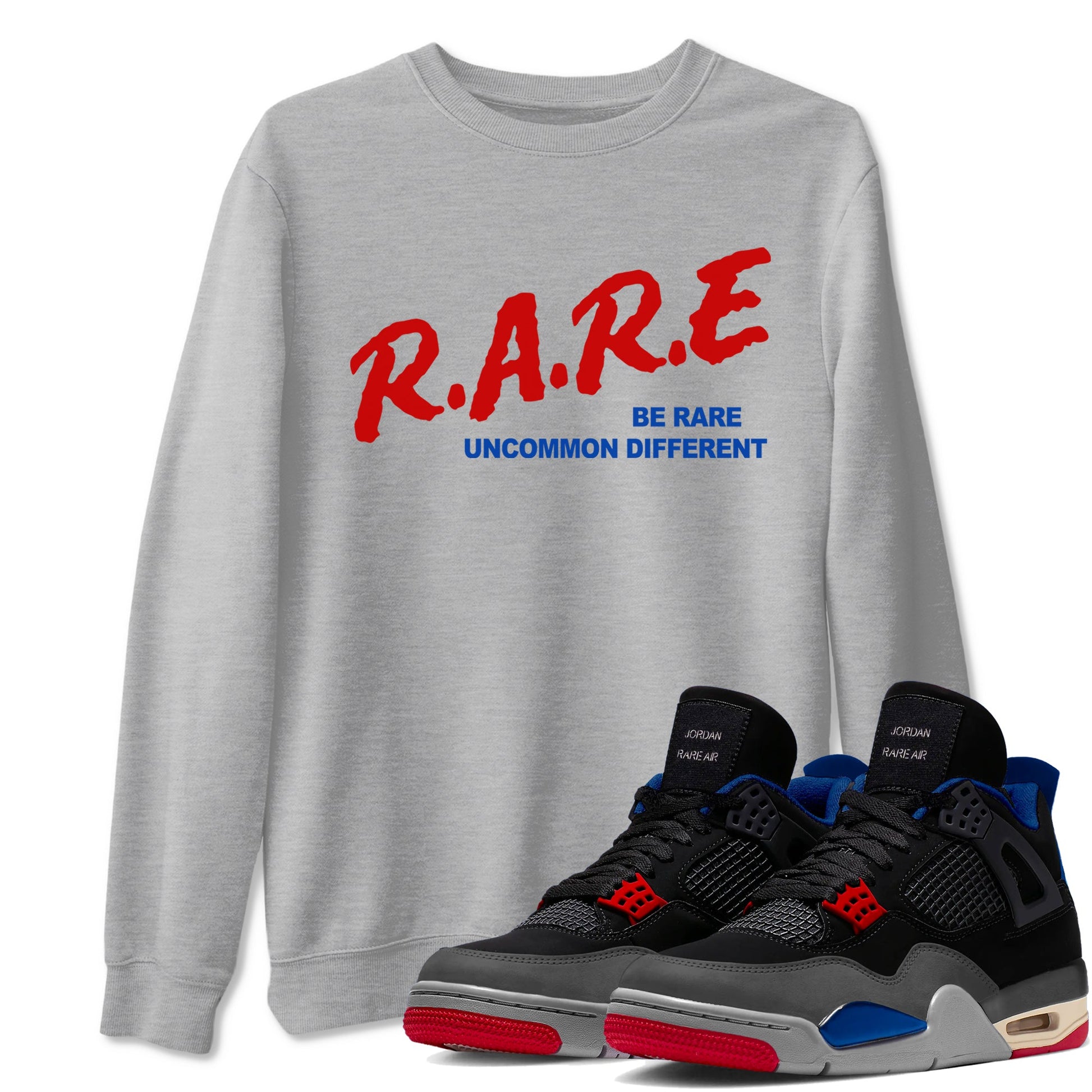 4s Rare Air shirts to match jordans Be Rare Uncommon Different sneaker match tees Air Jordan 4 Rare Air match shoes to clothes SNRT Sneaker Tees unisex cotton Heather Grey 1 shirts