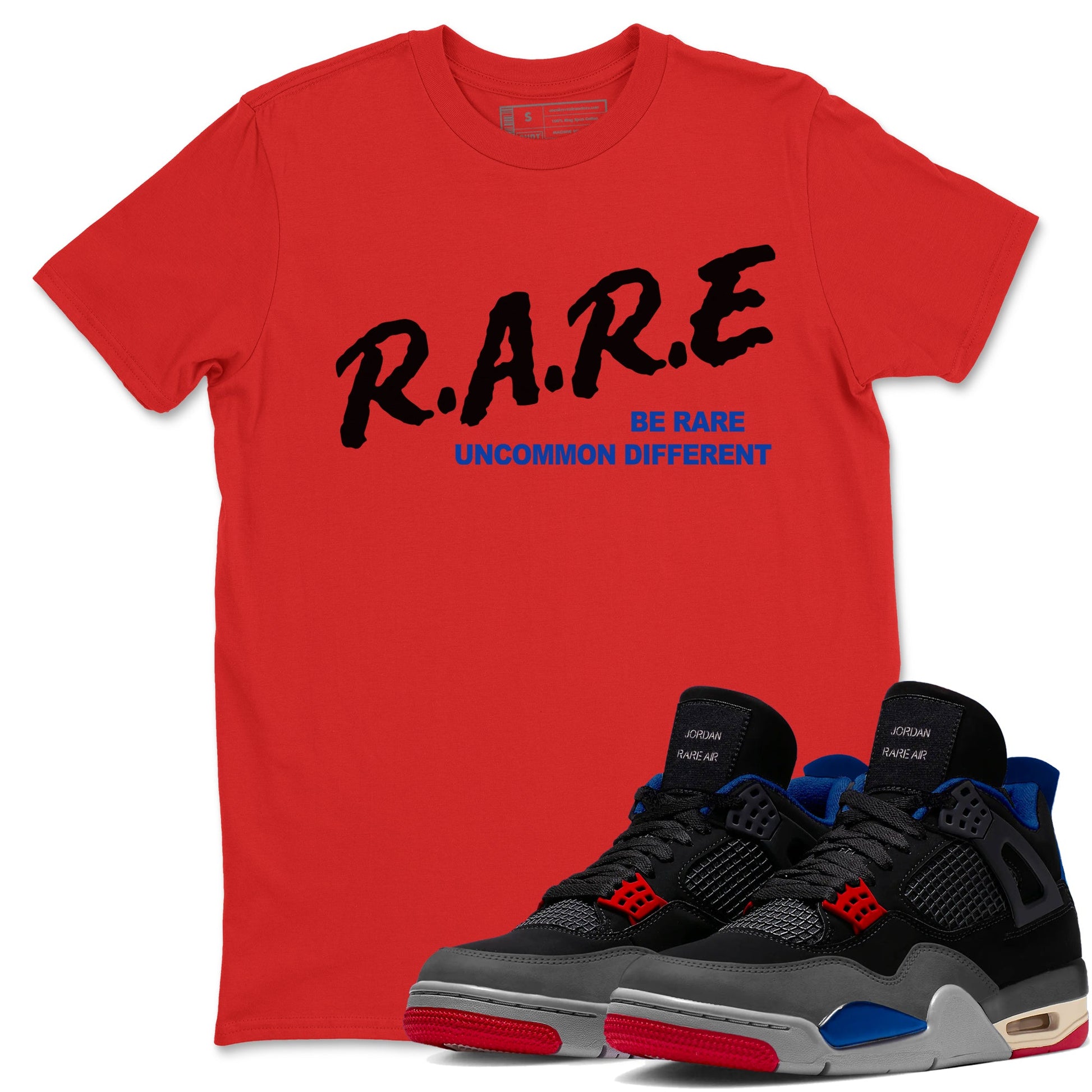 4s Rare Air shirts to match jordans Be Rare Uncommon Different sneaker match tees Air Jordan 4 Rare Air match shoes to clothes SNRT Sneaker Tees unisex cotton Red 1 shirts