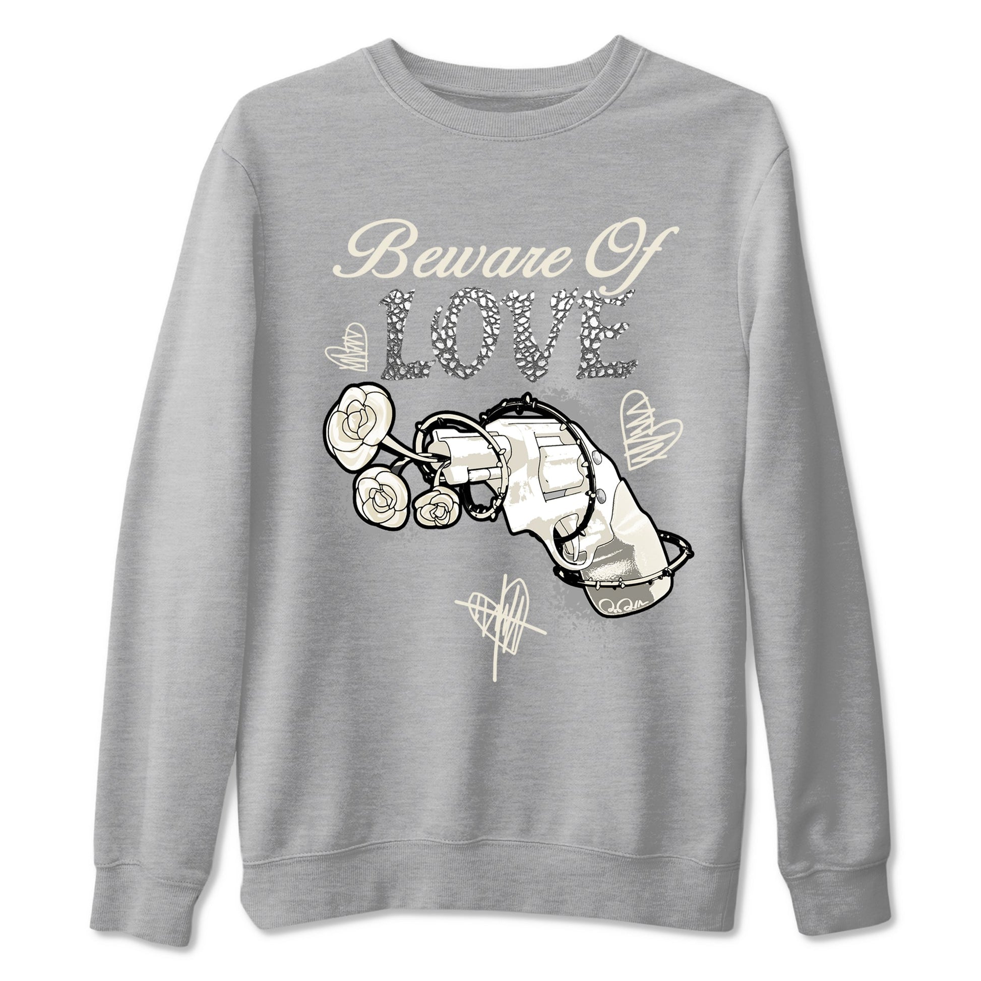 3s WMNS Sail and Cement Grey shirts to match jordans Beware Of Love graphic tees Air Jordan 3 Sail and Cement Grey match shoes to clothes SNRT Sneaker Tees unisex cotton Heather Grey 2 shirts