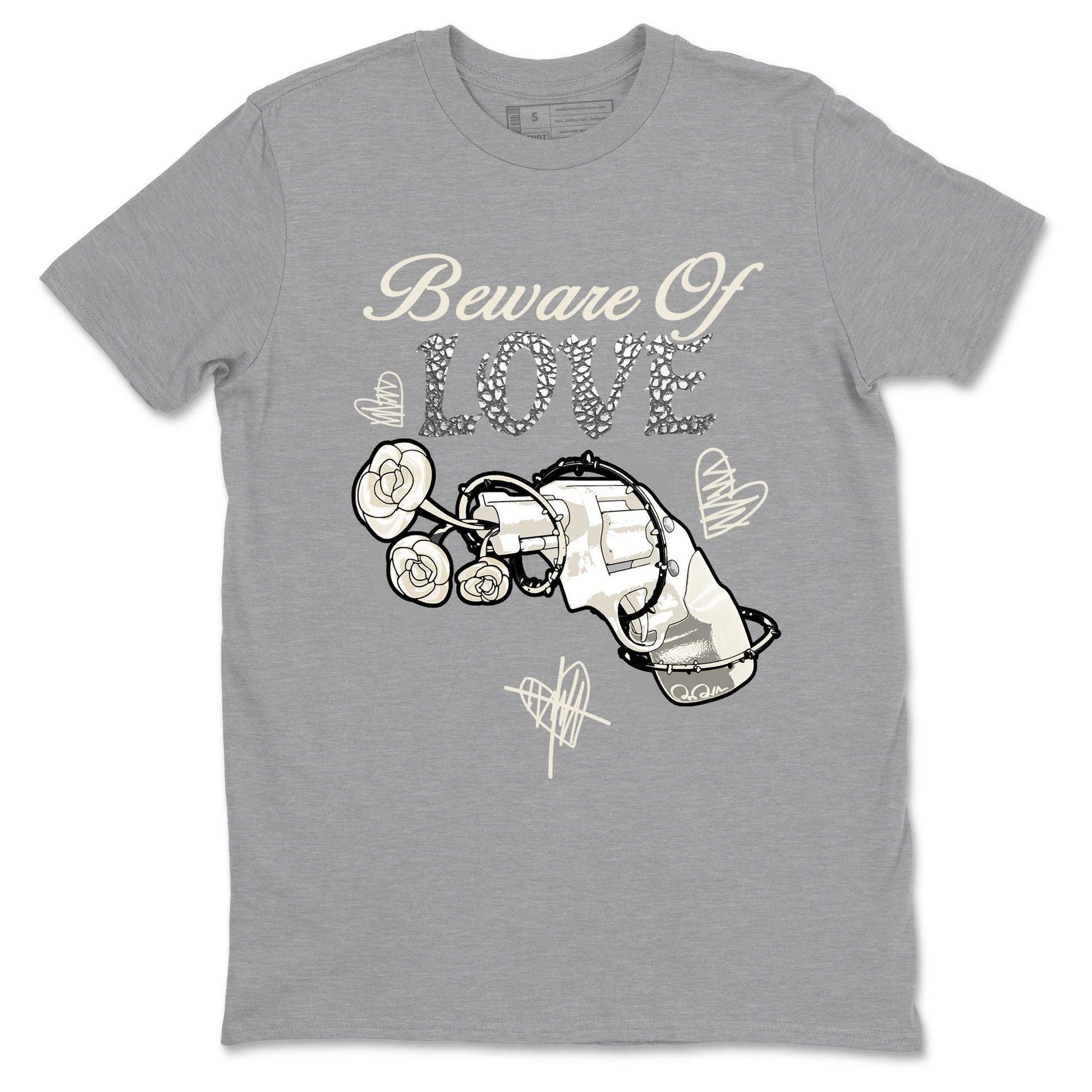 3s WMNS Sail and Cement Grey shirts to match jordans Beware Of Love graphic tees Air Jordan 3 Sail and Cement Grey match shoes to clothes SNRT Sneaker Tees unisex cotton Heather Grey 2 shirts