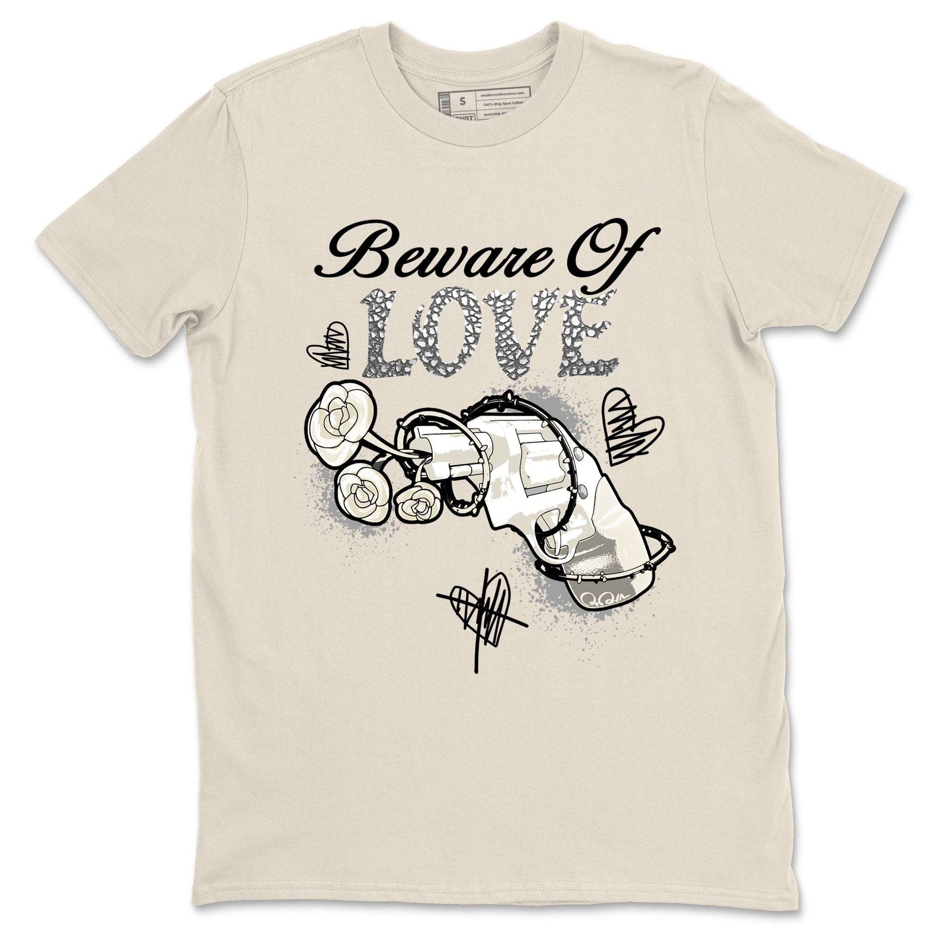 3s WMNS Sail and Cement Grey shirts to match jordans Beware Of Love graphic tees Air Jordan 3 Sail and Cement Grey match shoes to clothes SNRT Sneaker Tees unisex cotton Natural 2 shirts
