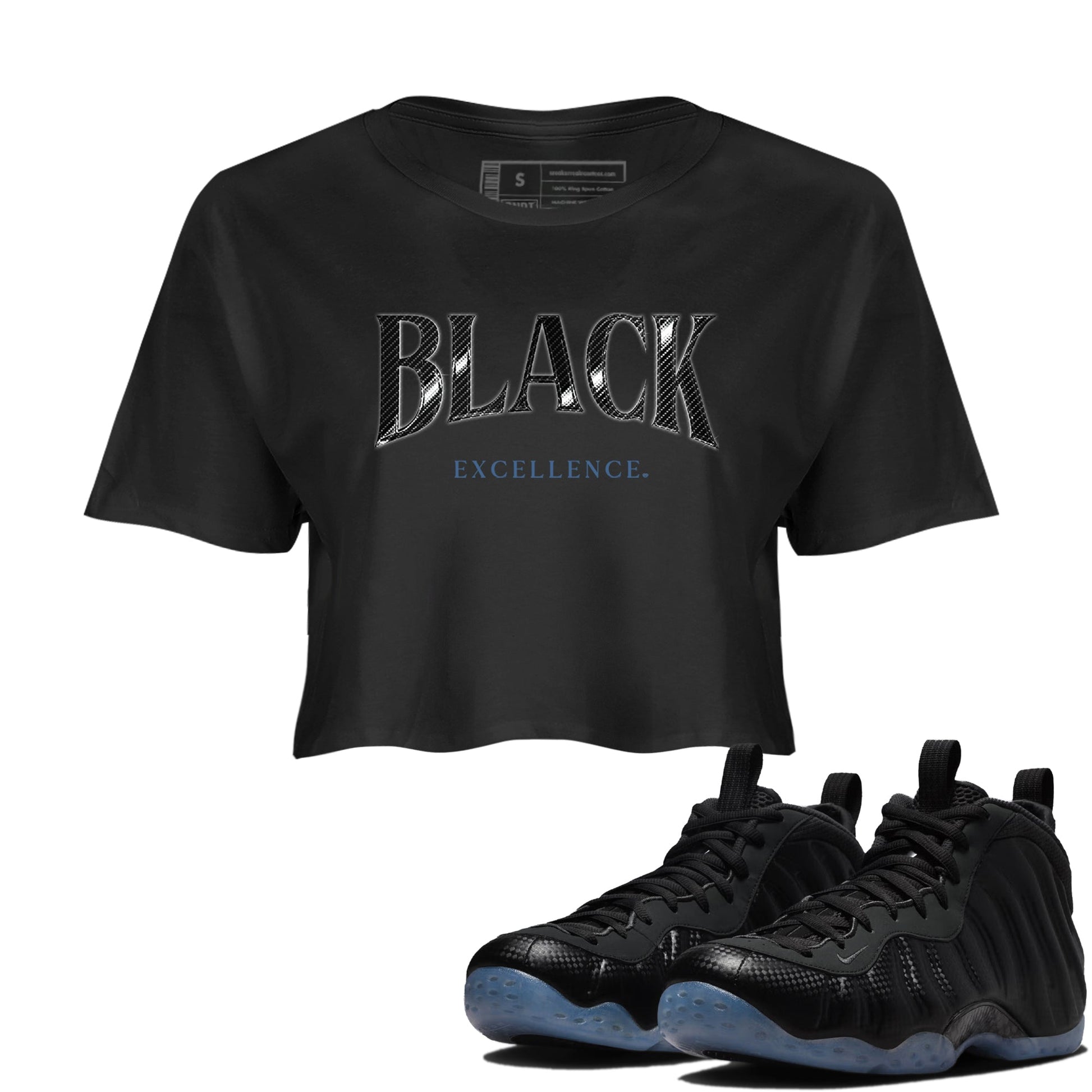 Basketball Graphic Tee – Sneaker Tees To Match Air Foamposite One Carbon Fiber – Black Excellence Crop Tee Black 1. Perfect for Foamposite releases 2025 colorways.