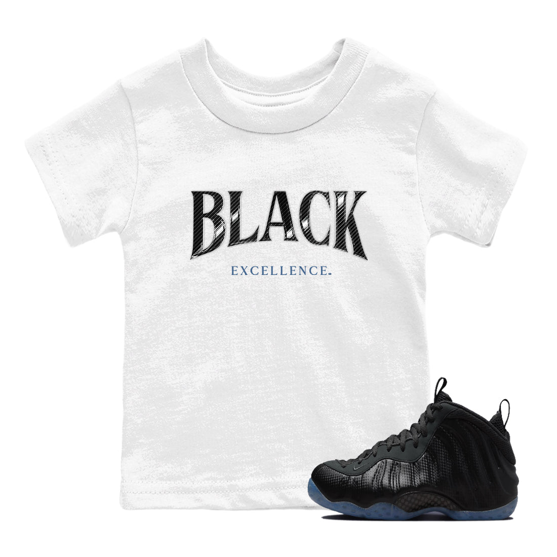 Basketball Graphic Tee – Sneaker Tees To Match Air Foamposite One Carbon Fiber – Black Excellence Youth Graphic Tee White 1. Perfect for Foamposite releases 2025 colorways.