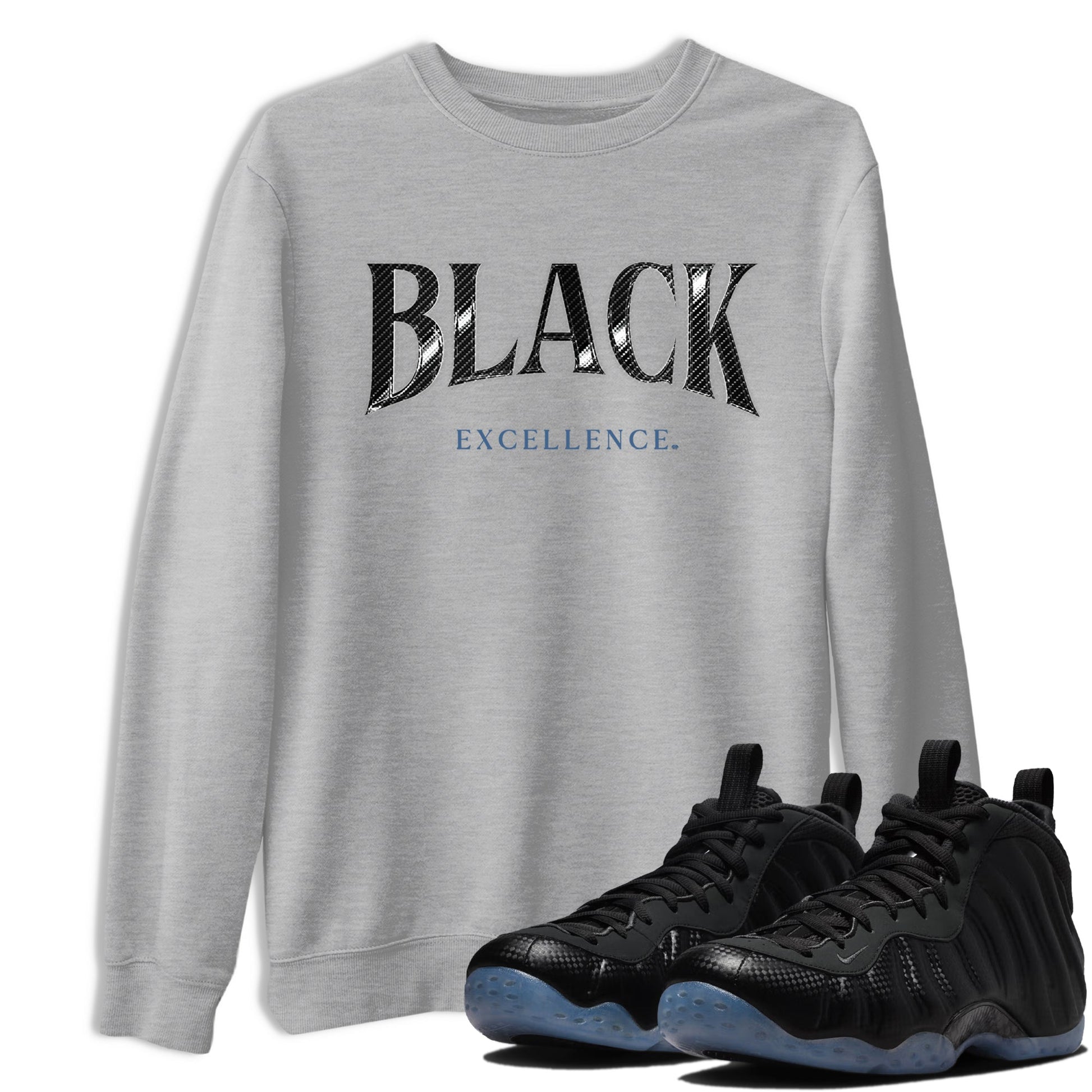 Basketball Graphic Tee – Sneaker Tees To Match Air Foamposite One Carbon Fiber – Black Excellence Graphic Tee Heather Grey 1. Perfect for Foamposite releases 2025 colorways.