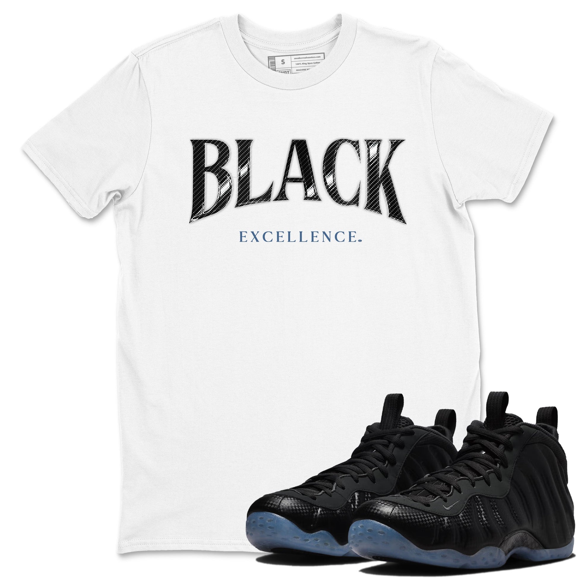 Basketball Graphic Tee – Sneaker Tees To Match Air Foamposite One Carbon Fiber – Black Excellence Graphic Tee White 1. Perfect for Foamposite releases 2025 colorways.