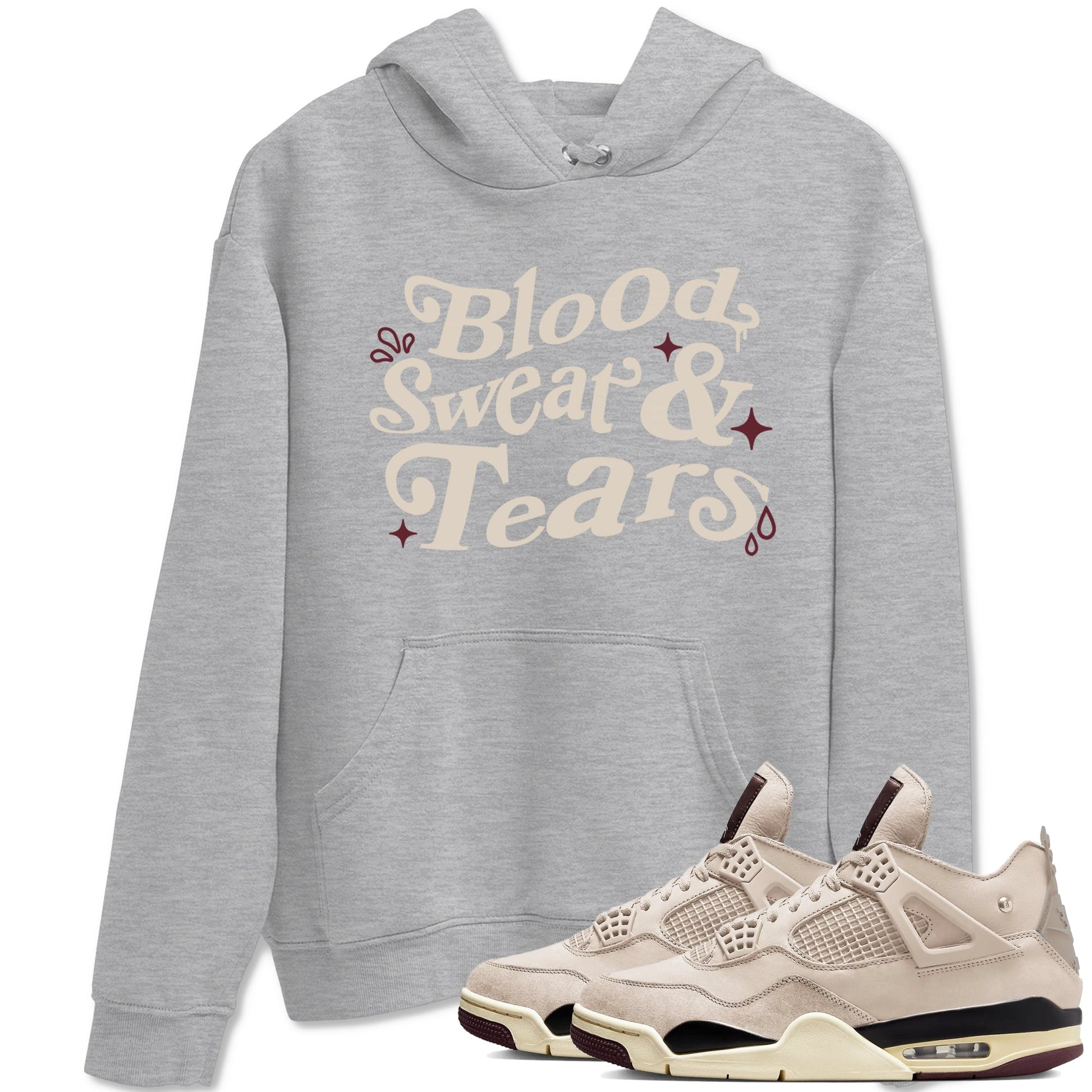 4s A Ma Maniere x Fossil Stone shirts to match jordans Blood Sweat Tears sneaker match tees Air Jordan 4 A Ma Maniere x Fossil Stone match shoes to clothes SNRT Sneaker Tees unisex cotton Heather Grey 1 shirts