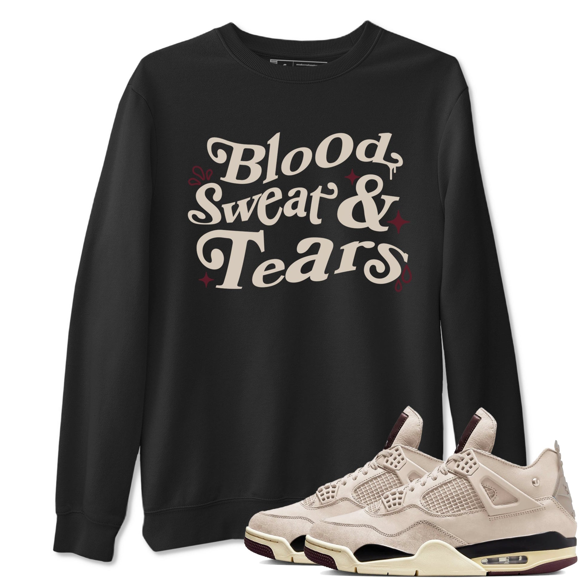 4s A Ma Maniere x Fossil Stone shirts to match jordans Blood Sweat Tears sneaker match tees Air Jordan 4 A Ma Maniere x Fossil Stone match shoes to clothes SNRT Sneaker Tees unisex cotton Black 1 shirts