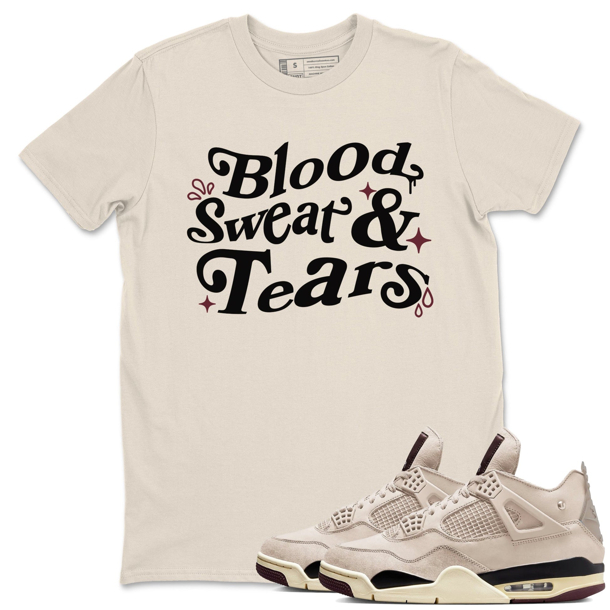 4s A Ma Maniere x Fossil Stone shirts to match jordans Blood Sweat Tears sneaker match tees Air Jordan 4 A Ma Maniere x Fossil Stone match shoes to clothes SNRT Sneaker Tees unisex cotton Sand 1 shirts