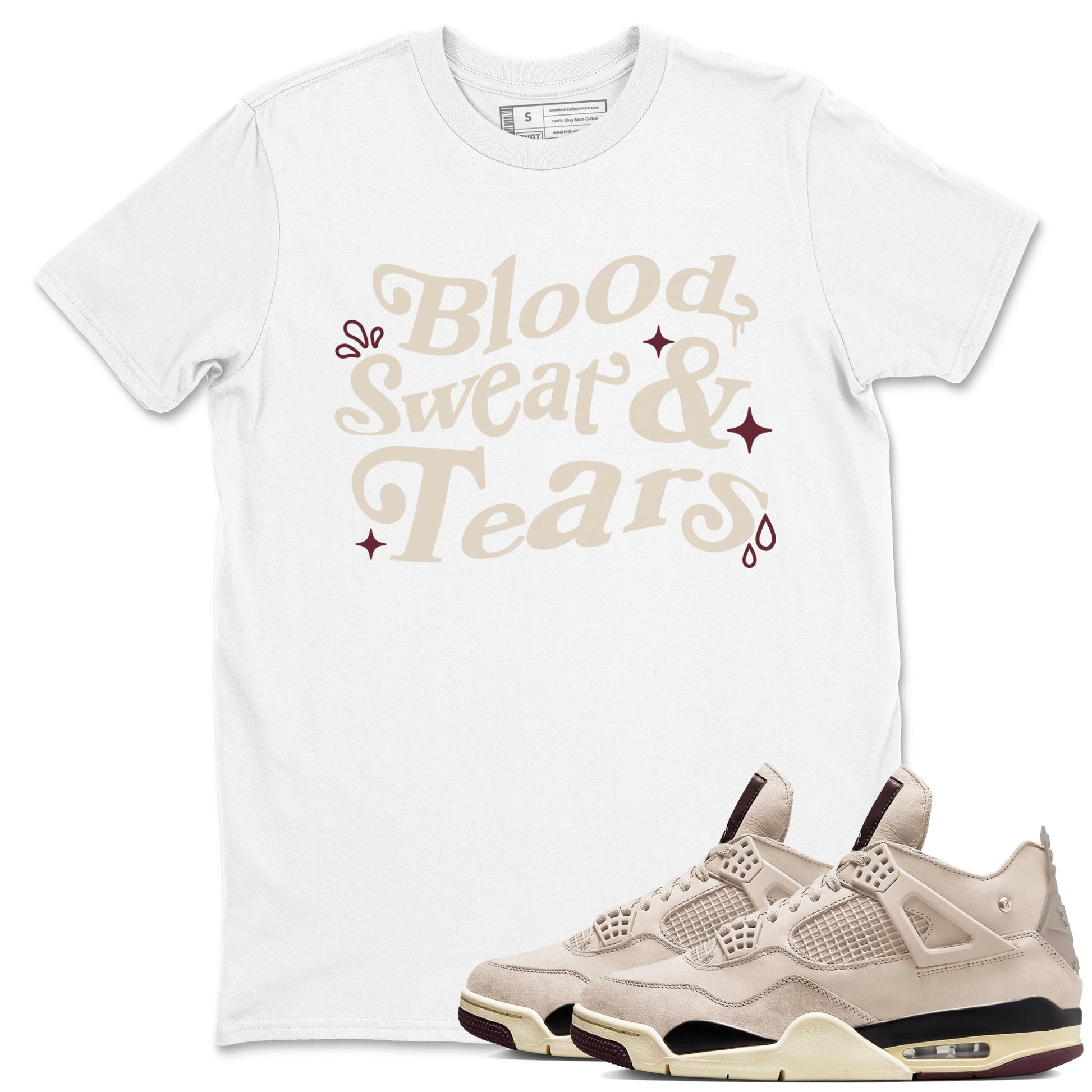 4s A Ma Maniere x Fossil Stone shirts to match jordans Blood Sweat Tears sneaker match tees Air Jordan 4 A Ma Maniere x Fossil Stone match shoes to clothes SNRT Sneaker Tees unisex cotton White 1 shirts