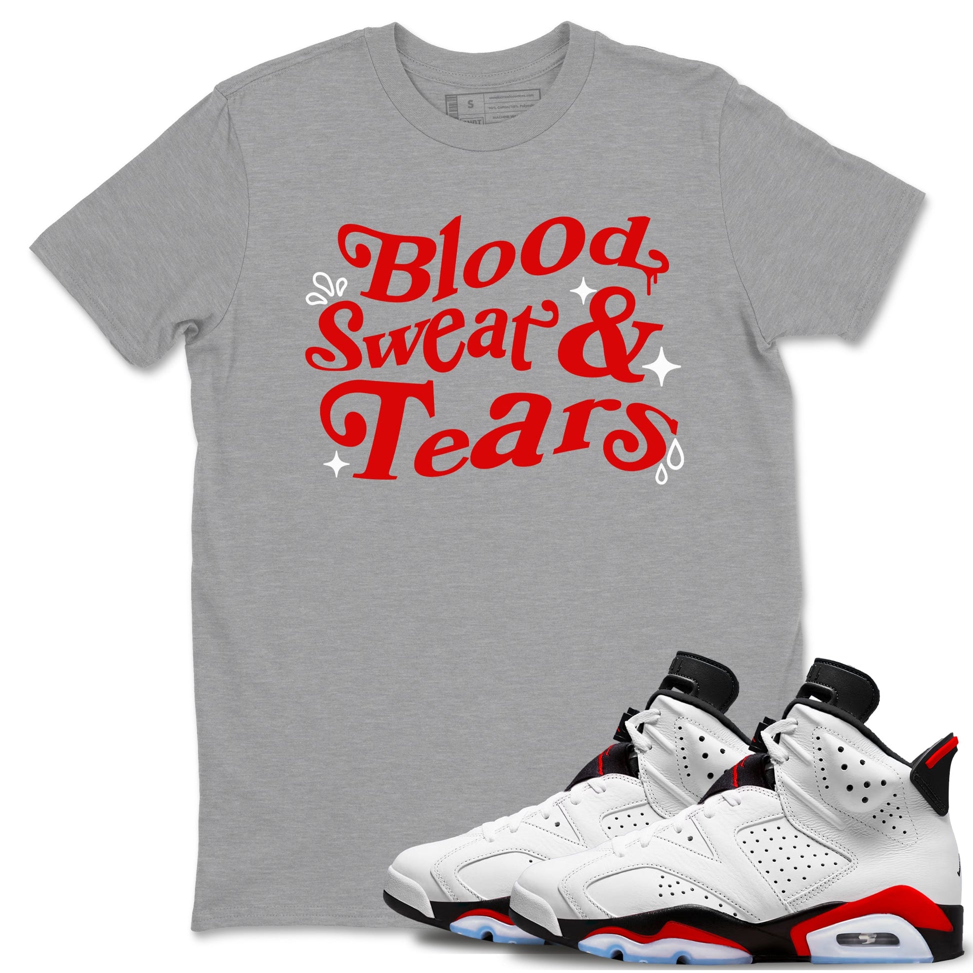 6s Fire Red shirts to match jordans Blood Sweat Tears best t shirts to wear with jordans Air Jordan 6 Fire Red match shoes to clothes SNRT Sneaker Tees unisex cotton Heather Grey 1 shirts