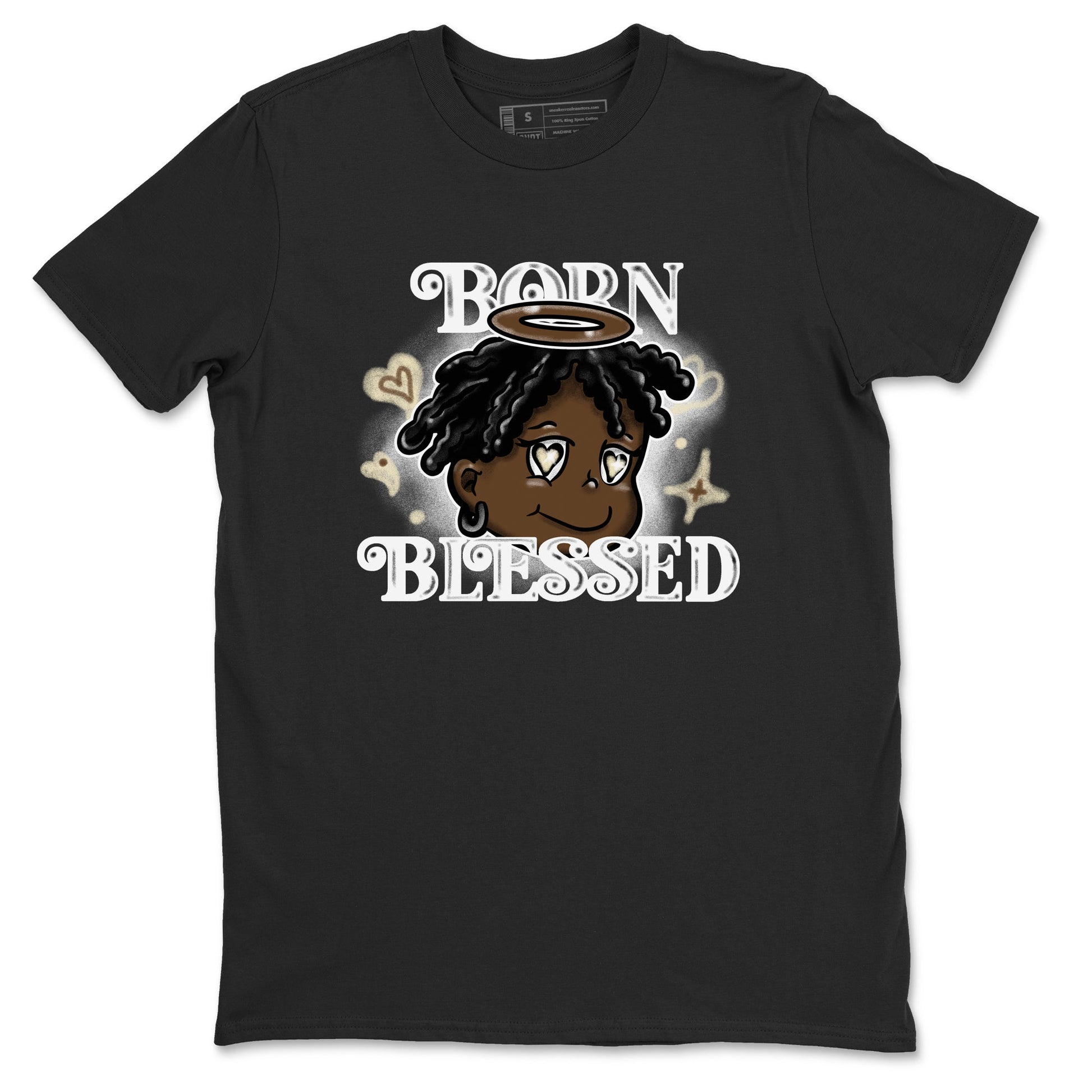 1s Mocha shirts to match jordans Born Blessed sneaker match tees Air Jordan 1 Mocha match shoes to clothes SNRT Sneaker Tees unisex cotton Black 2 shirts
