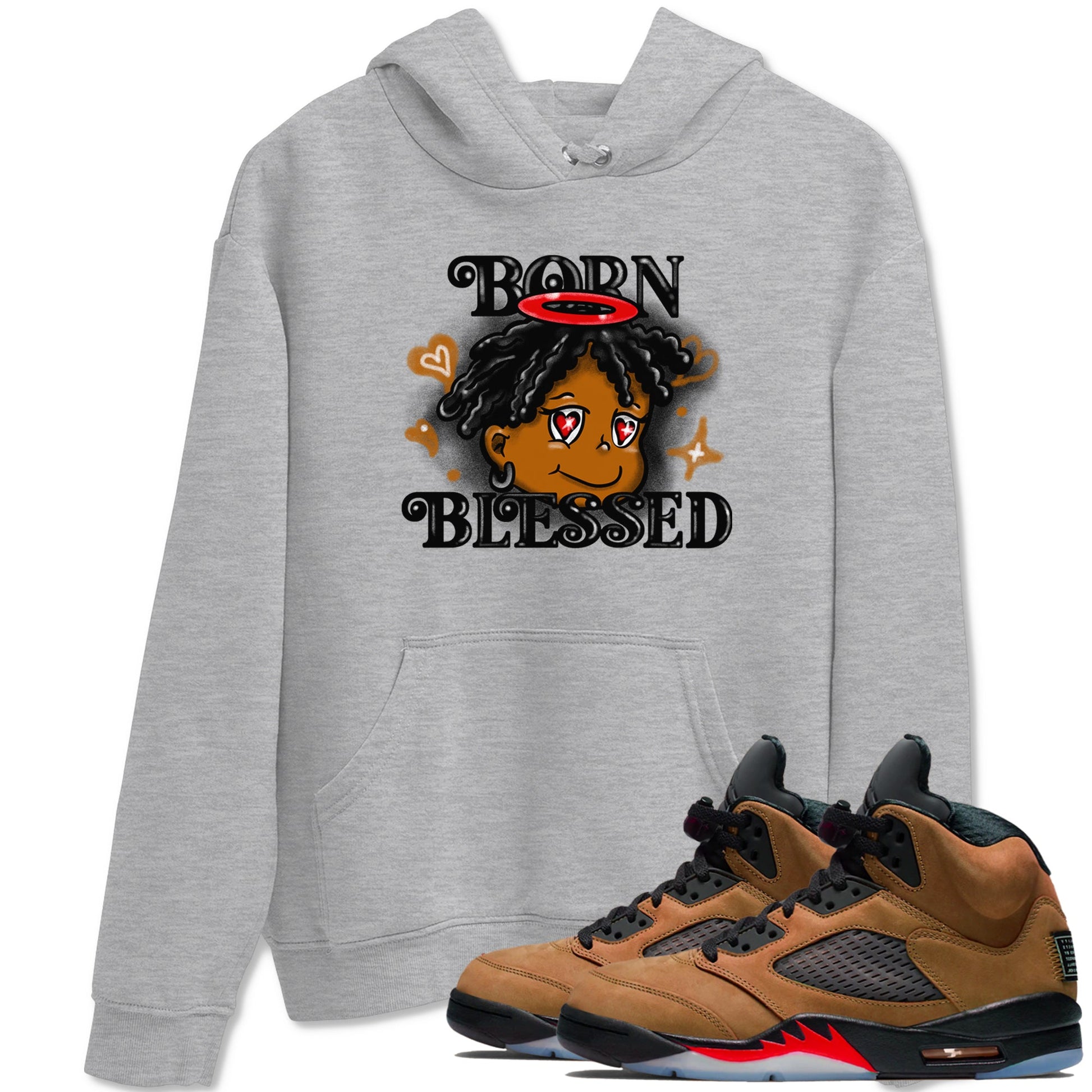 5s Archaeo Brown shirts to match jordans Born Blessed sneaker match tees Air Jordan 5 Archaeo Brown match shoes to clothes SNRT Sneaker Tees unisex cotton Heather Grey 1 shirts