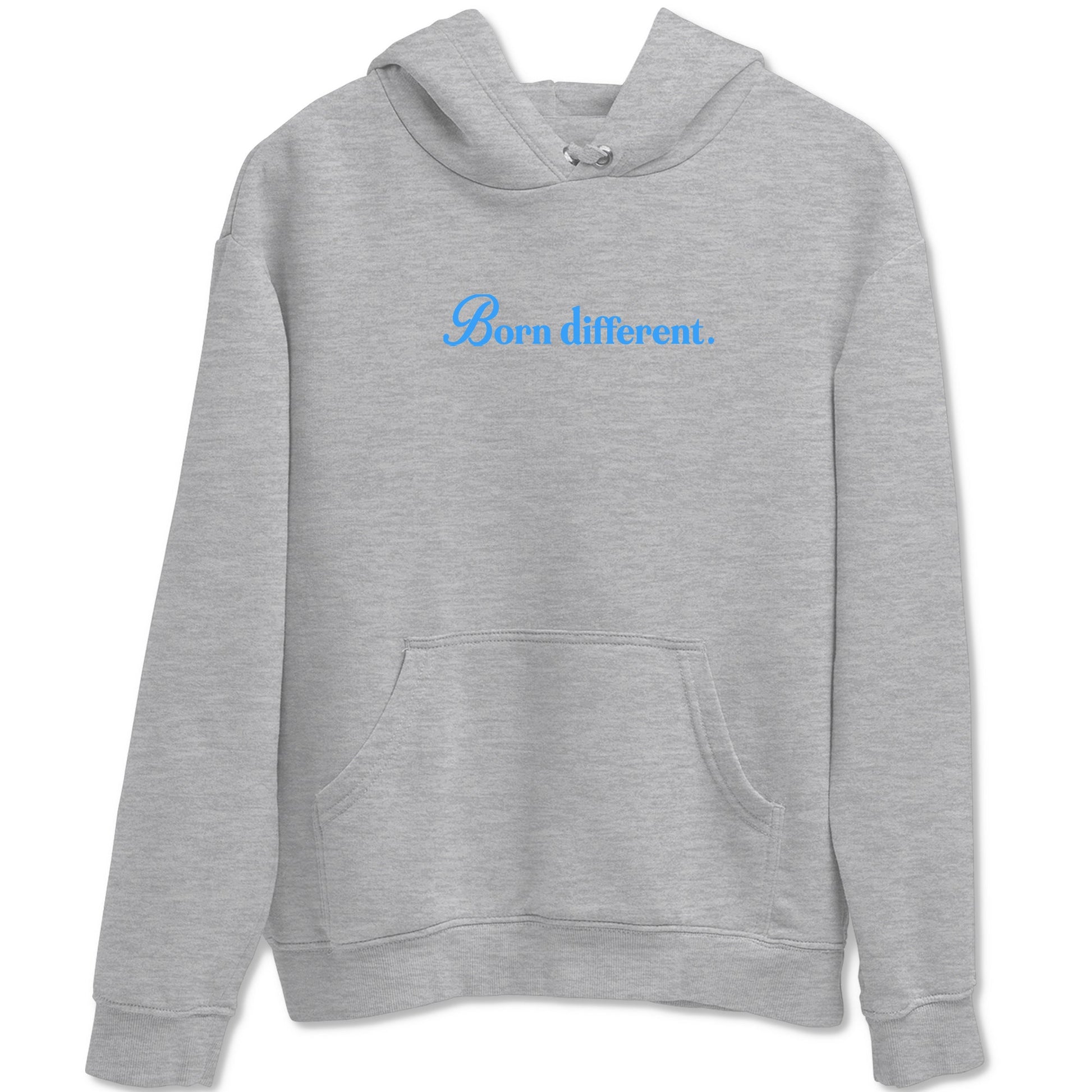Born Different sneaker match t-shirt styled to complete your fit with the Air Jordan 12 White and University Blue sneakers, shown in Heather Grey 2.