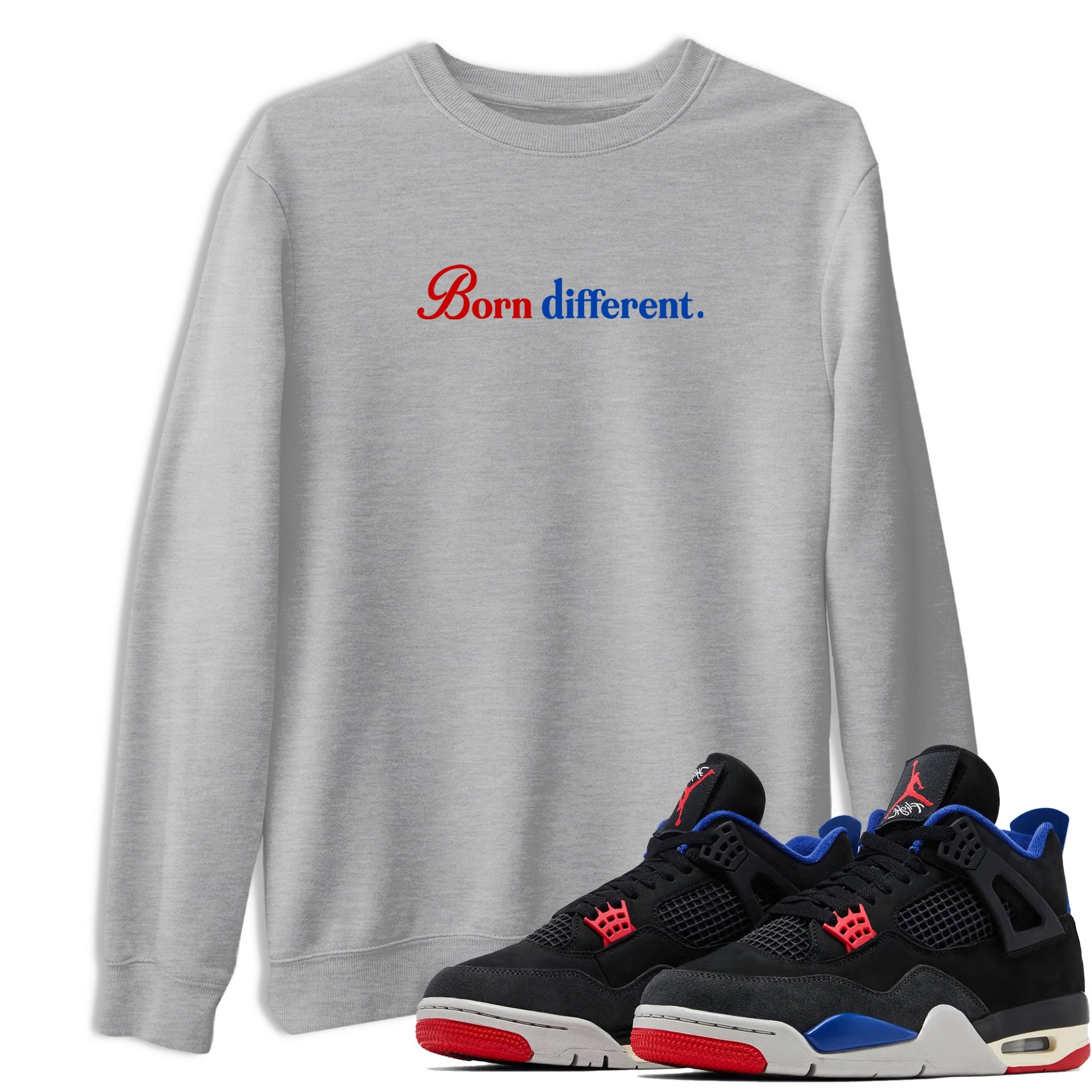 Sneaker match tees – Sneaker Tees To Match Jordan 4 Retro Rare Air Shoes – Born Different Tee Heather Grey 1