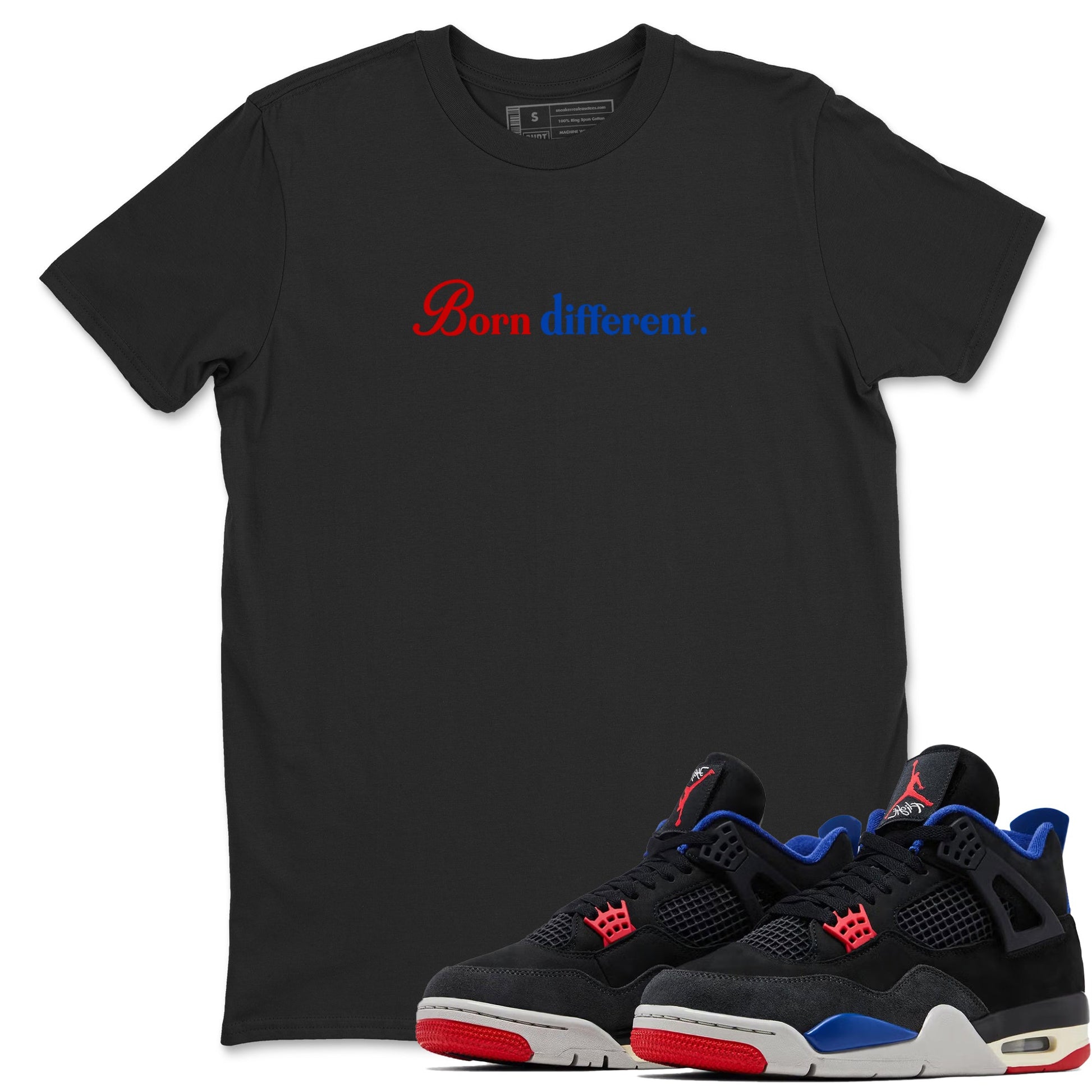 Sneaker match tees – Sneaker Tees To Match Jordan 4 Retro Rare Air Shoes – Born Different Tee Black 1