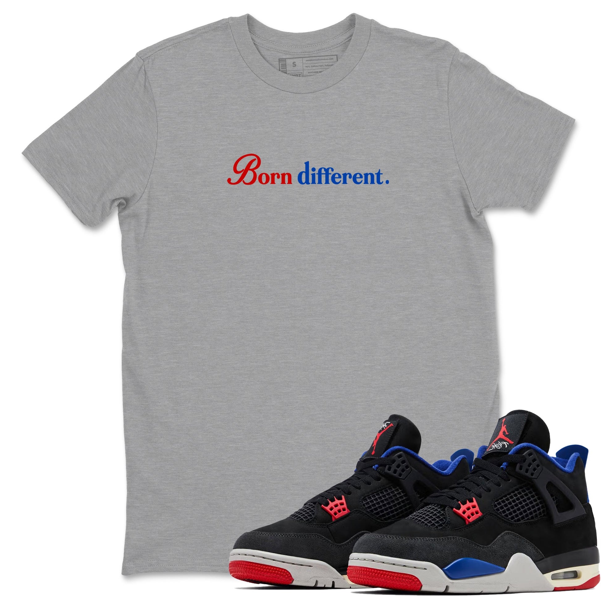 Sneaker match tees – Sneaker Tees To Match Jordan 4 Retro Rare Air Shoes – Born Different Tee Heather Grey 1
