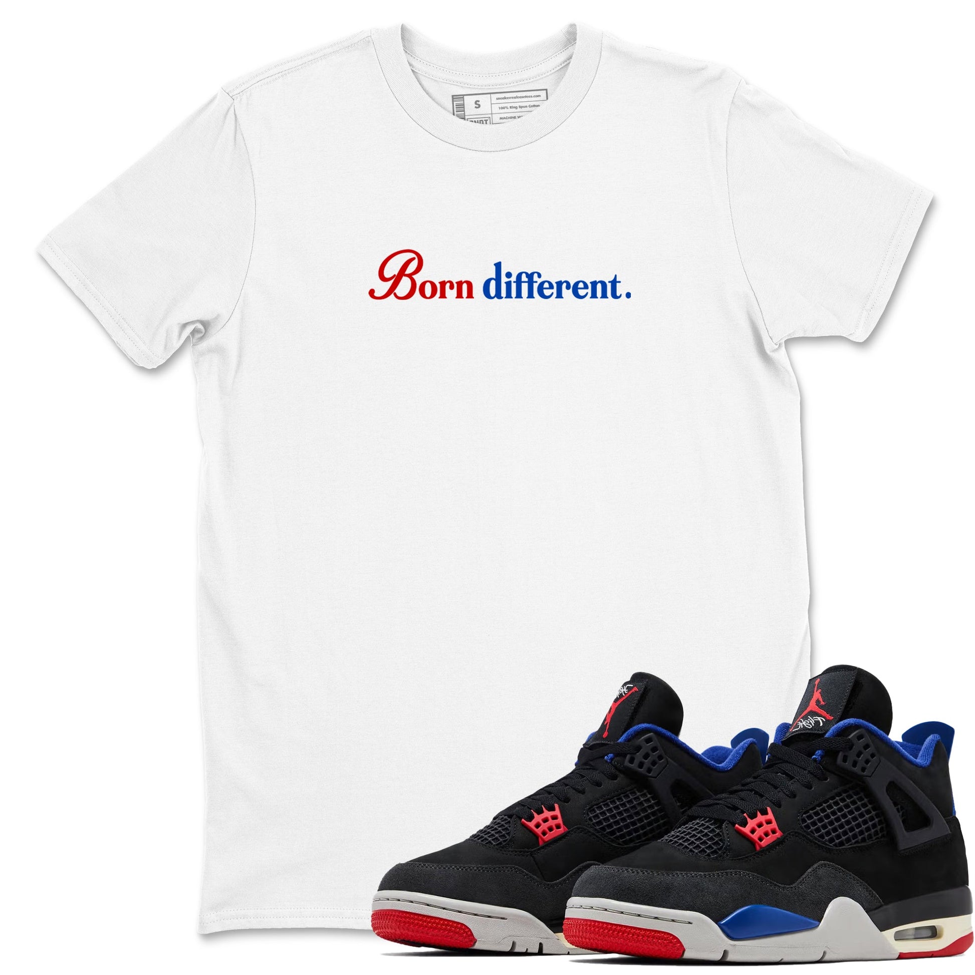 Sneaker match tees – Sneaker Tees To Match Jordan 4 Retro Rare Air Shoes – Born Different Tee White 1