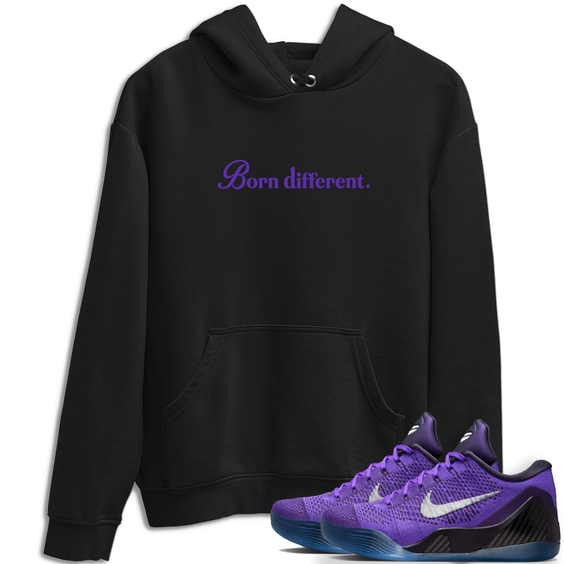 Sneaker Threads – Sneaker Tees To Match Nike KB 9 Hyper Grape – Born Different Graphic Tee Black 1. Perfect for Jordan releases 2025 colorways. Perfect for purple basketball sneaker releases and legacy-inspired colorways for 2025 hoopers.