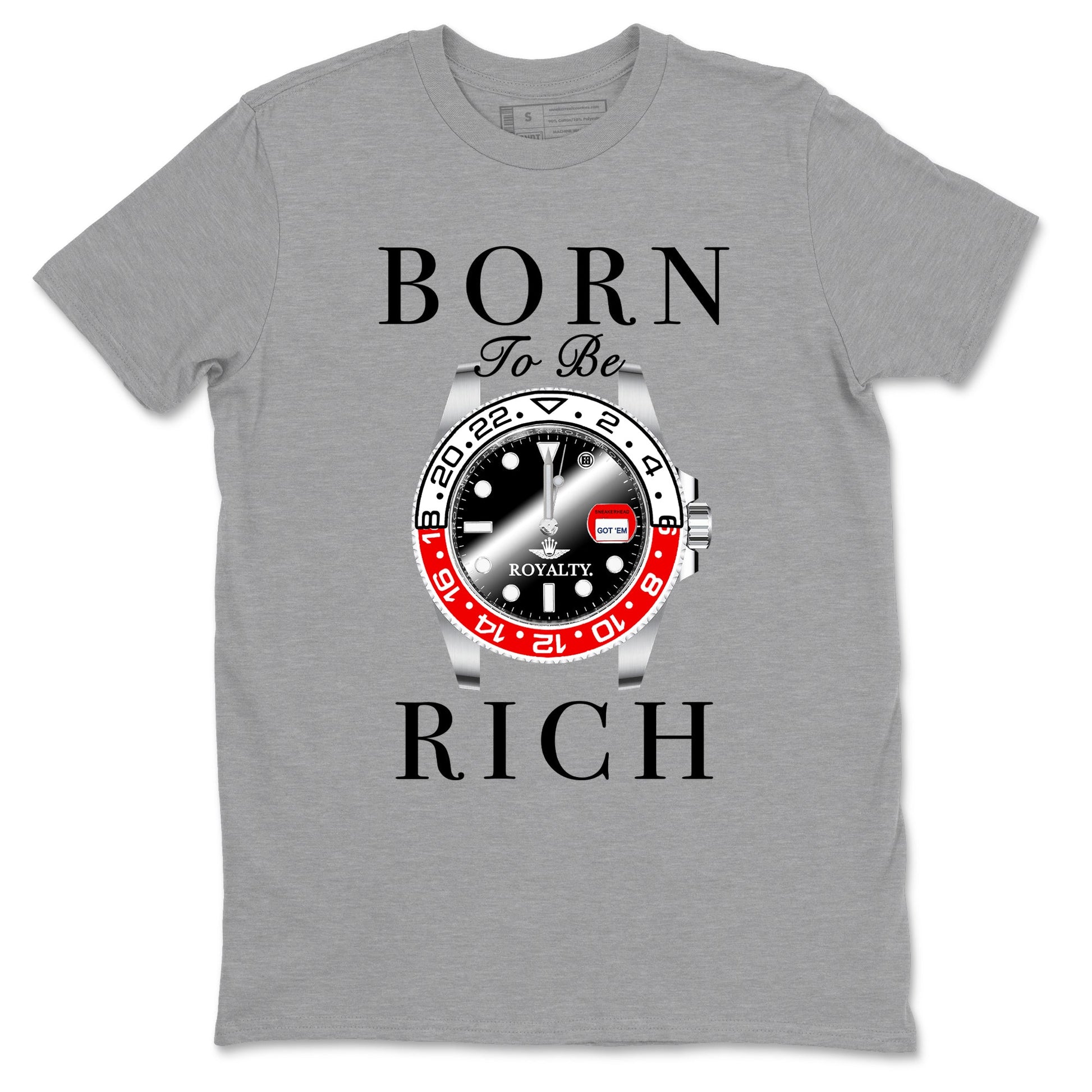 1s Black Toe Reimagined shirts to match jordans Born To Be Rich sneaker match tees Air Jordan 1 Black Toe Reimagined match shoes to clothes SNRT Sneaker Tees unisex cotton Heather Grey 2 shirts