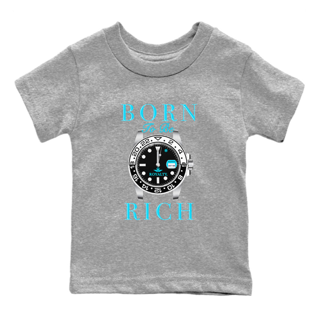 AJ9 Powder Blue shirt to match jordans Born To Be Rich sneaker tees Air Jordan 9 Retro Powder Blue SNRT sneaker release tees baby toddler Heather Grey 2 cotton Shirt