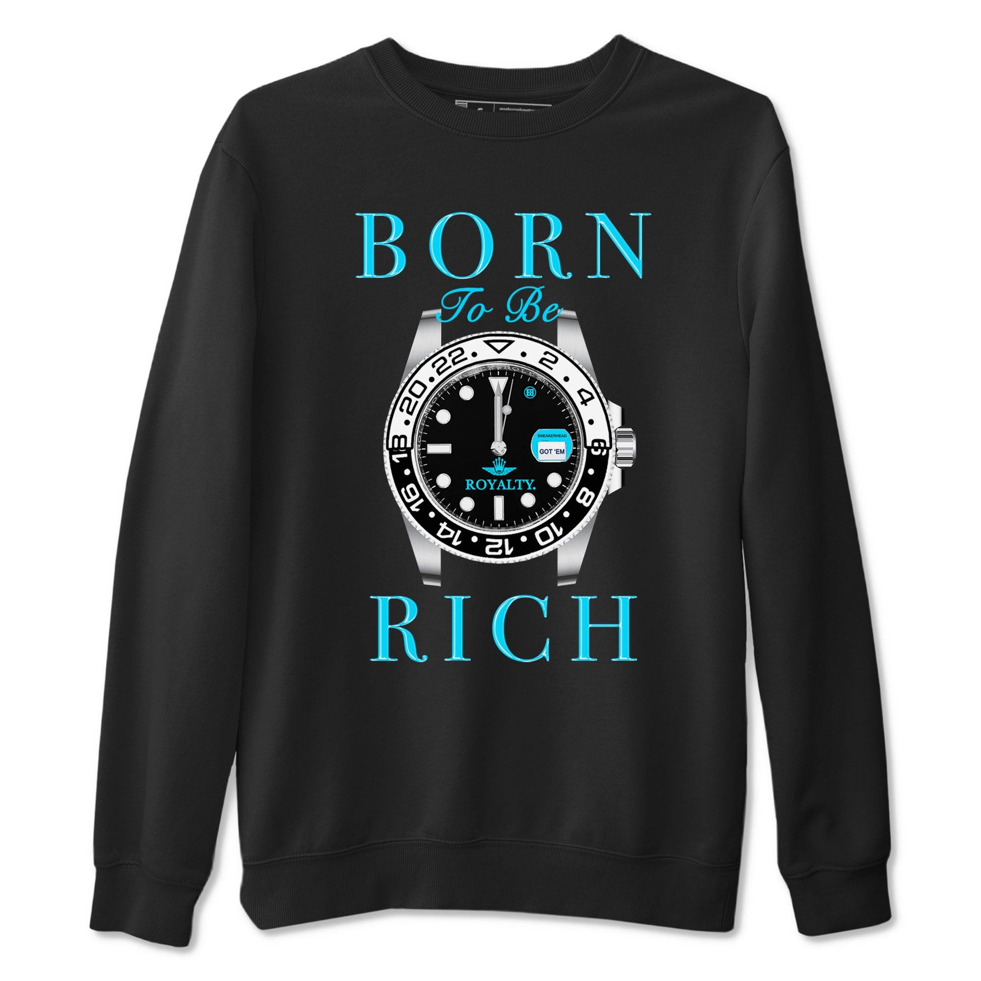 AJ9 Powder Blue shirt to match jordans Born To Be Rich sneaker tees Air Jordan 9 Retro Powder Blue SNRT Sneaker Release Tees unisex cotton Black 2 crew neck shirt