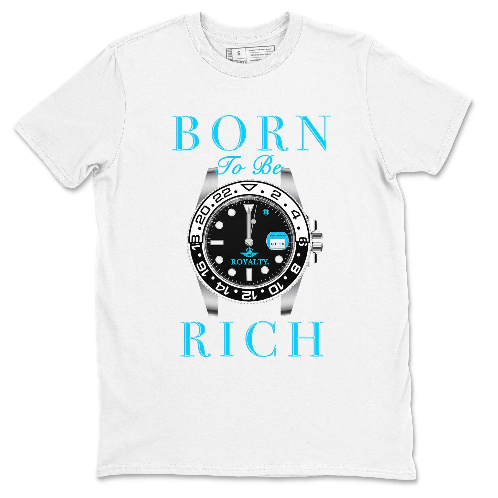 AJ9 Powder Blue shirt to match jordans Born To Be Rich sneaker tees Air Jordan 9 Retro Powder Blue SNRT Sneaker Release Tees unisex cotton White 2 crew neck shirt