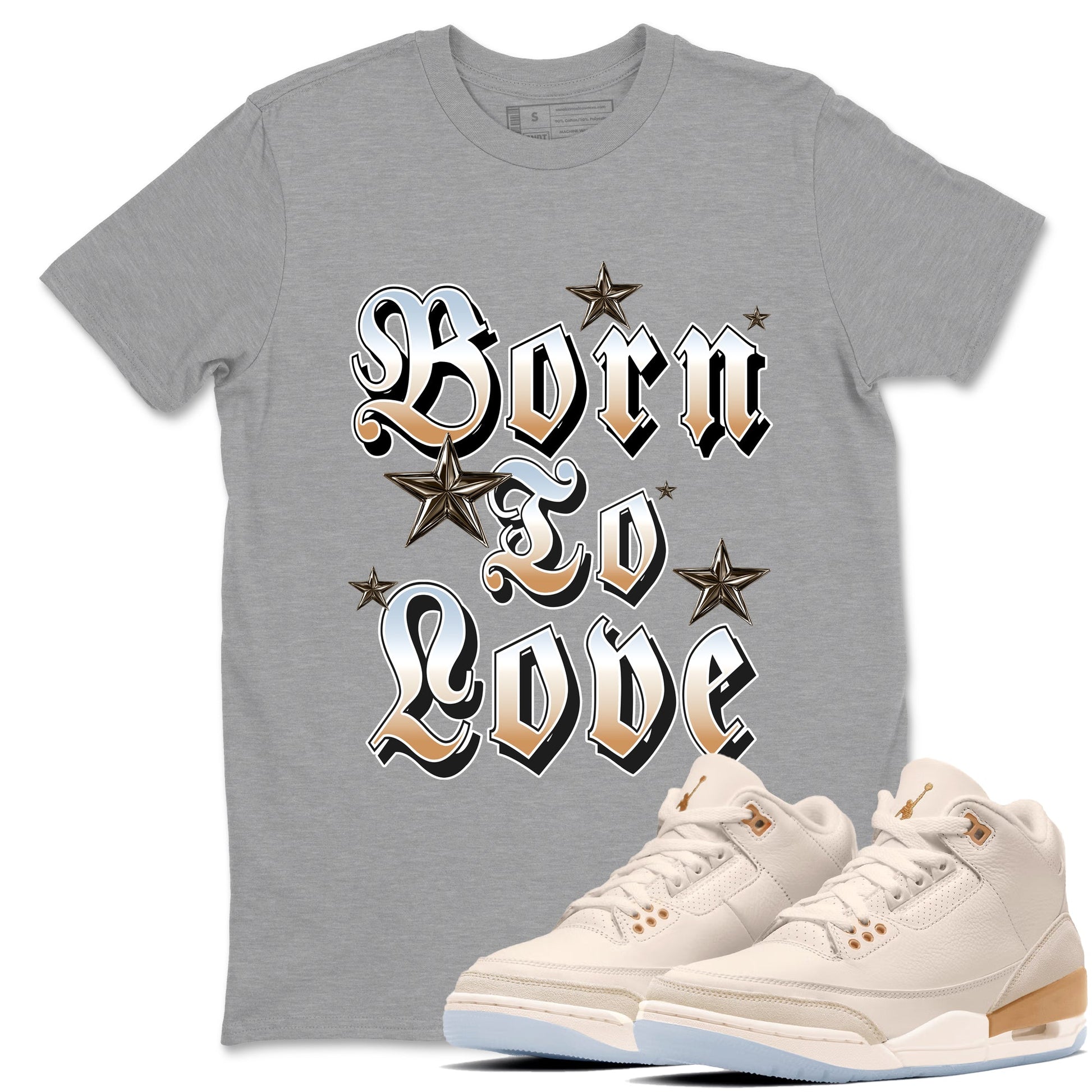 Sneaker match tees – Sneaker Tees To Match Air Jordan 3 Champagne and Oysters Shoes – Born To Love Tee Heather Grey 1