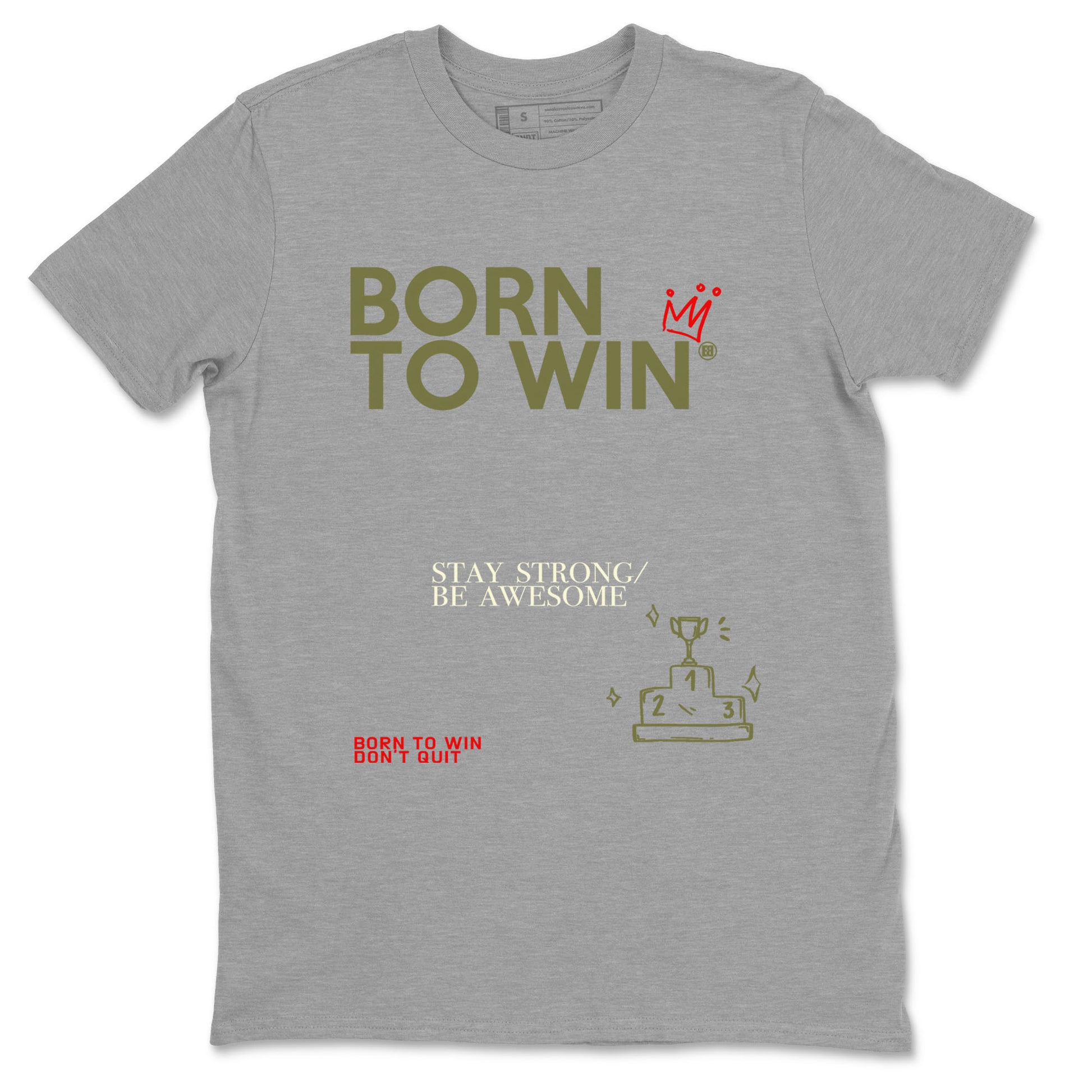 1s Travis Scott Medium Olive shirts to match jordans Born To Win sneaker match tees Air Jordan 1 Travis Scott Medium Olive SNRT Sneaker Tees streetwear brand Heather Grey 2 unisex cotton tee