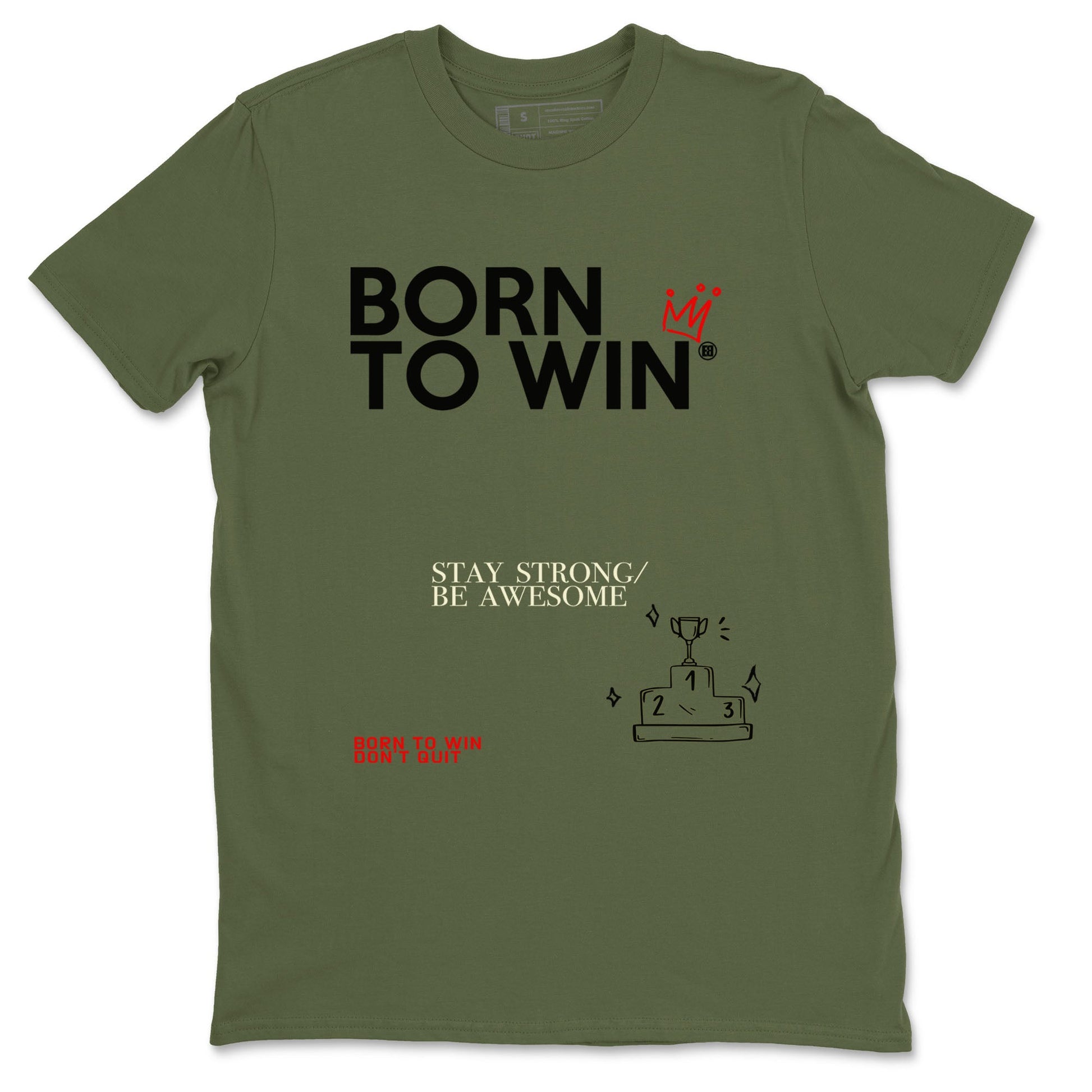 1s Travis Scott Medium Olive shirts to match jordans Born To Win sneaker match tees Air Jordan 1 Travis Scott Medium Olive SNRT Sneaker Tees streetwear brand Military Green 2 unisex cotton tee