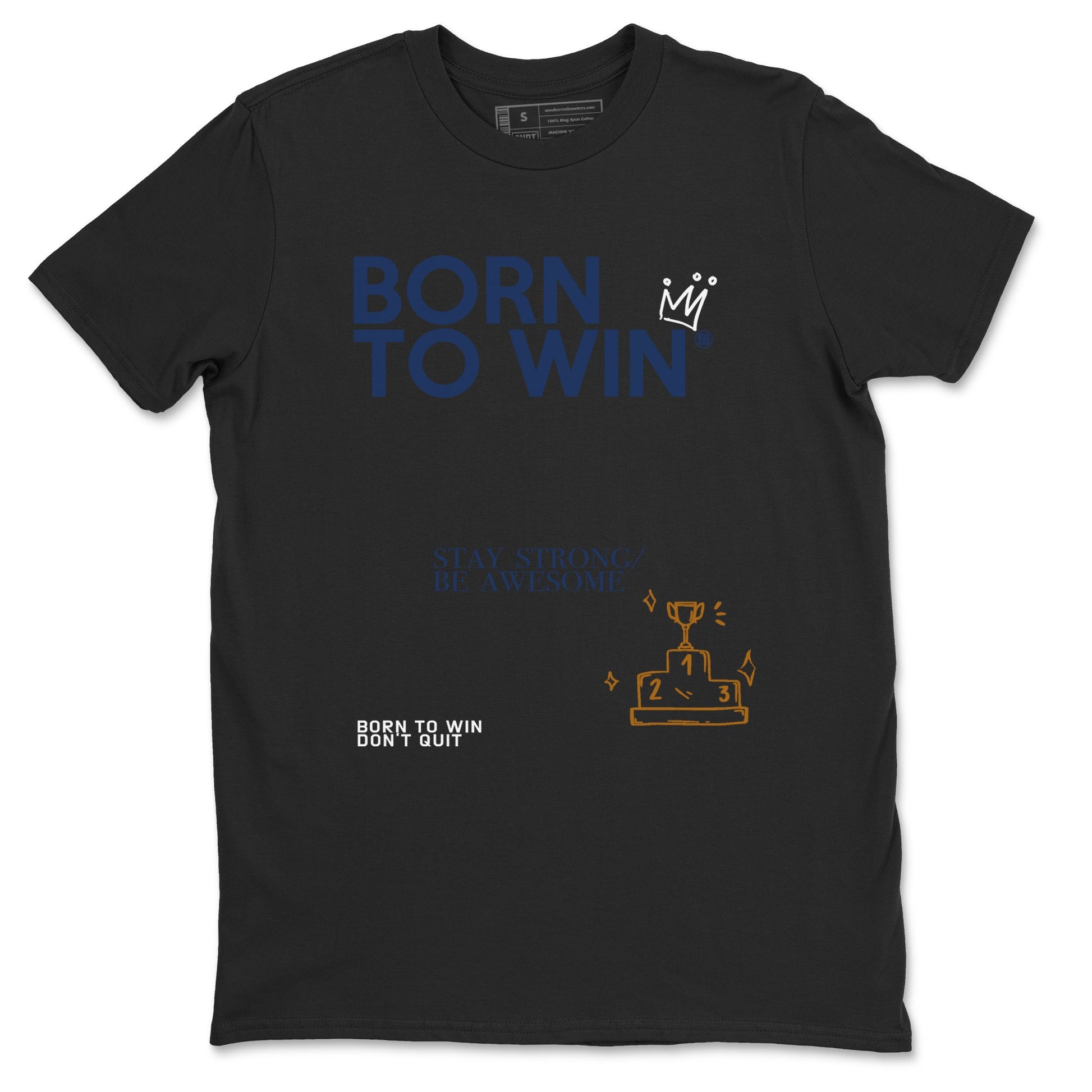 13s Midnight Navy shirts to match jordans Born To Win sneaker match tees Air Jordan 13 Midnight Navy SNRT Sneaker Release Tees unisex cotton Black 2 crew neck shirts