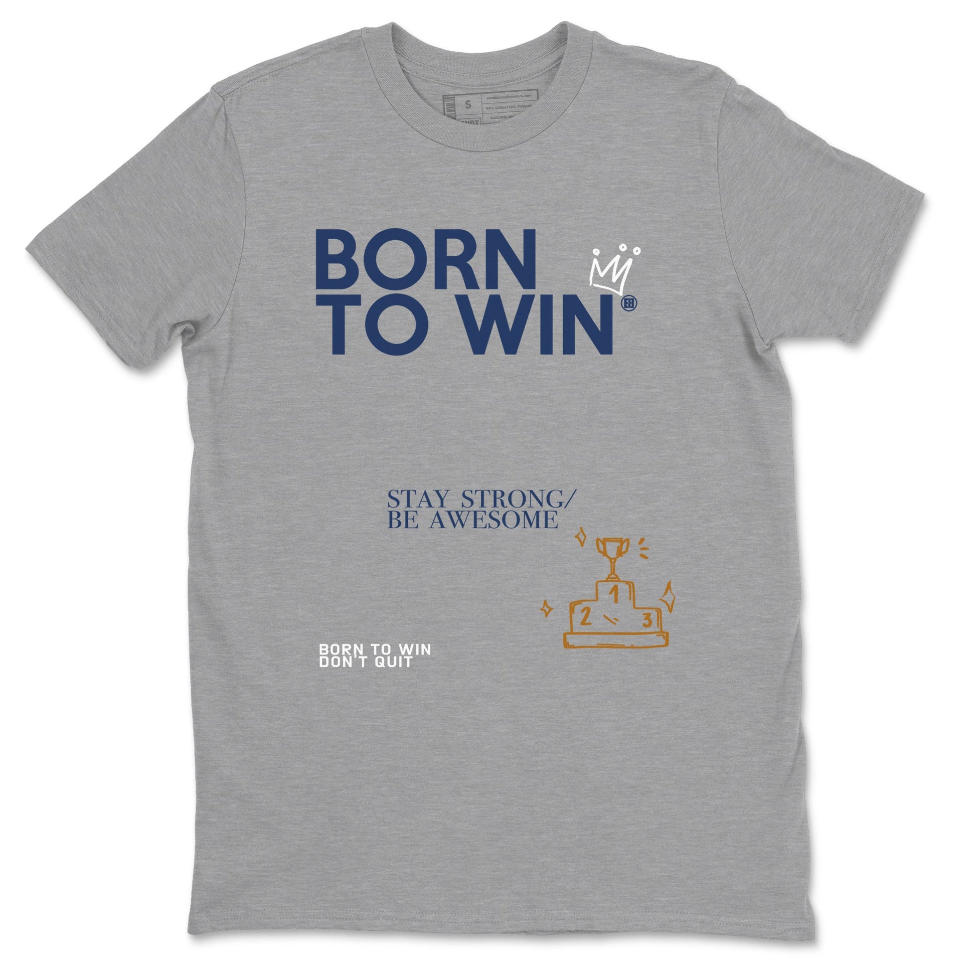 13s Midnight Navy shirts to match jordans Born To Win sneaker match tees Air Jordan 13 Midnight Navy SNRT Sneaker Release Tees unisex cotton Heather Grey 2 crew neck shirts