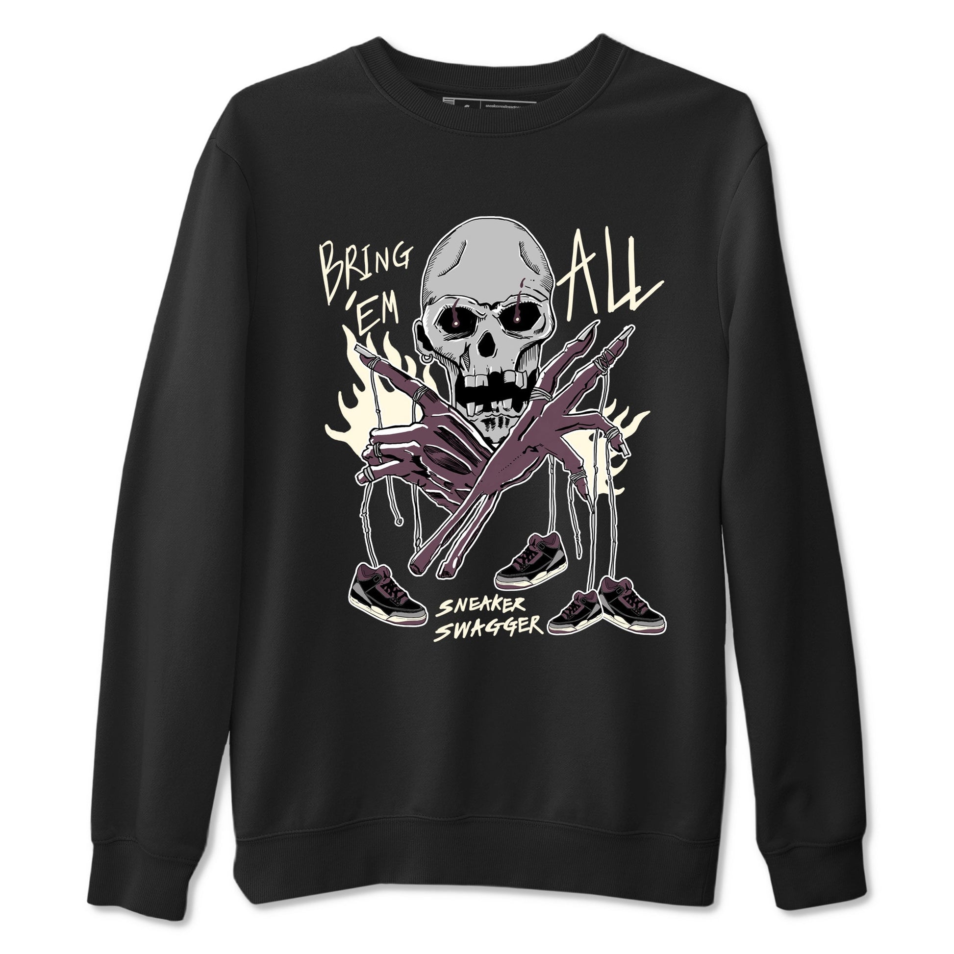 AJ3 A Ma Maniere x Black shirts to match jordans Bring 'Em All unique Halloween sneaker tee A Ma Maniere x Air Jordan 3 _lack SNRT Sneaker Tees streetwear brand Black 2 unisex cotton tee